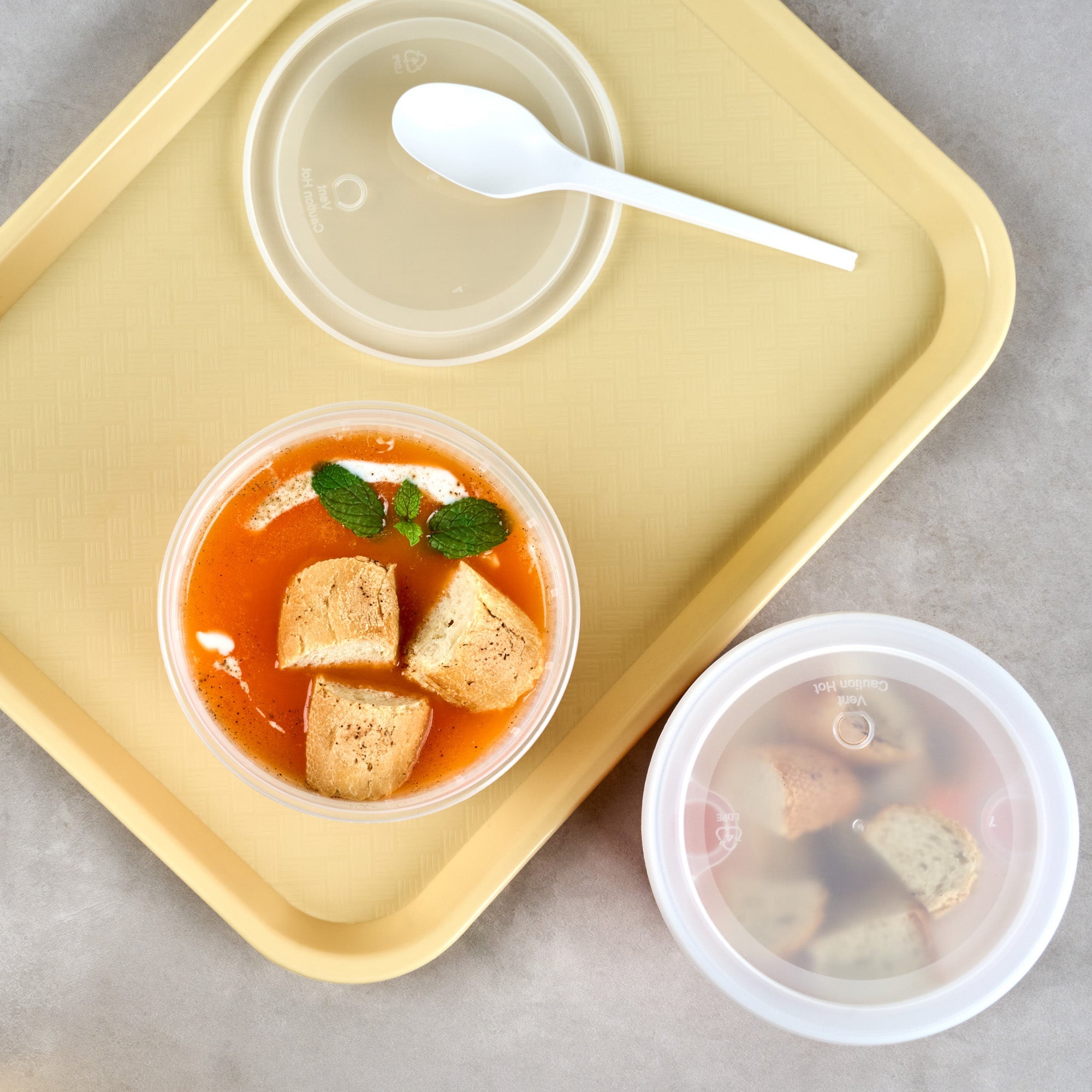 Asporto 32 oz Round Clear Plastic Soup Container - with Lid, Microwavable - 5" x 5" x 5" - 50 count box