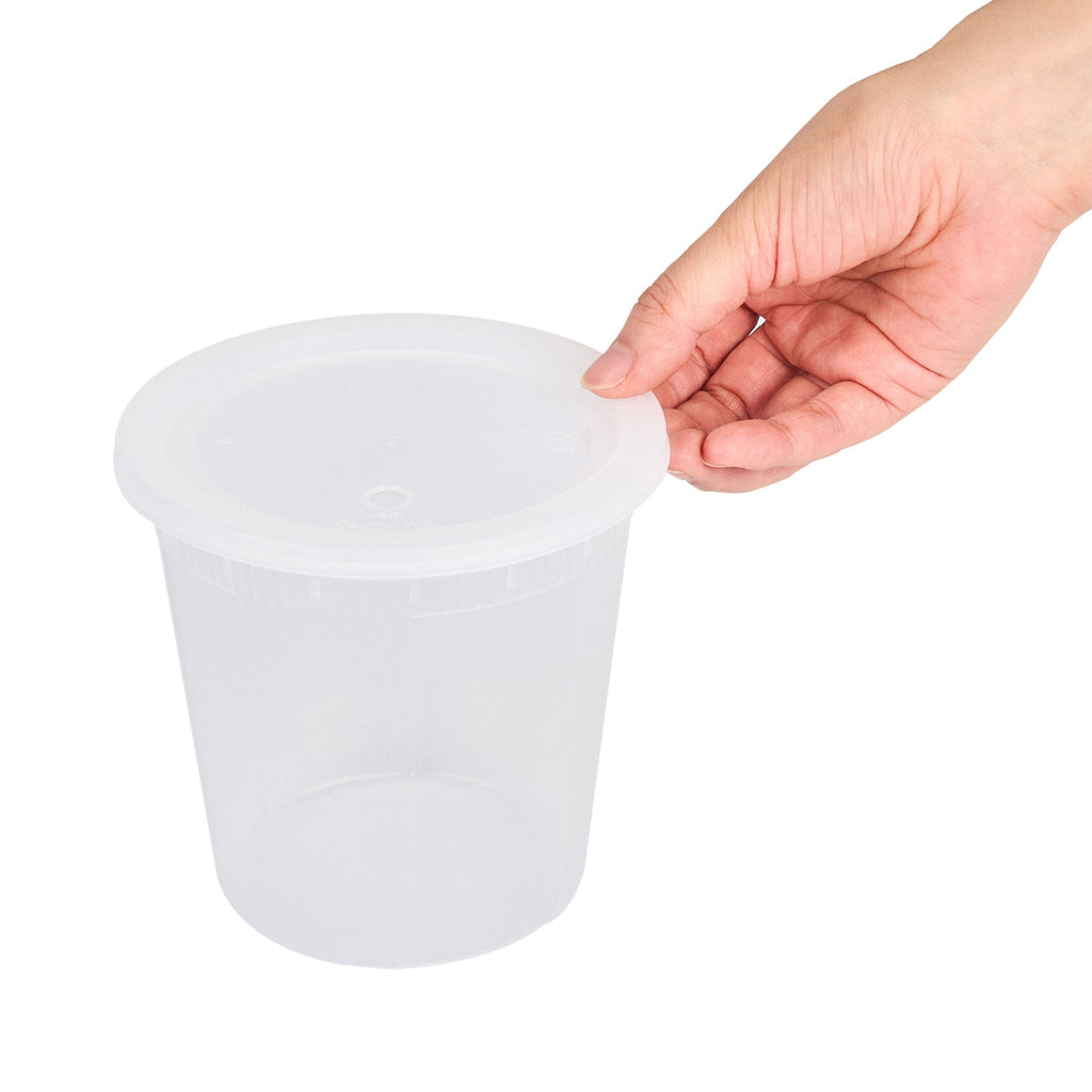 Asporto 32 oz Round Clear Plastic Soup Container - with Lid, Microwavable - 5" x 5" x 5" - 100 count box