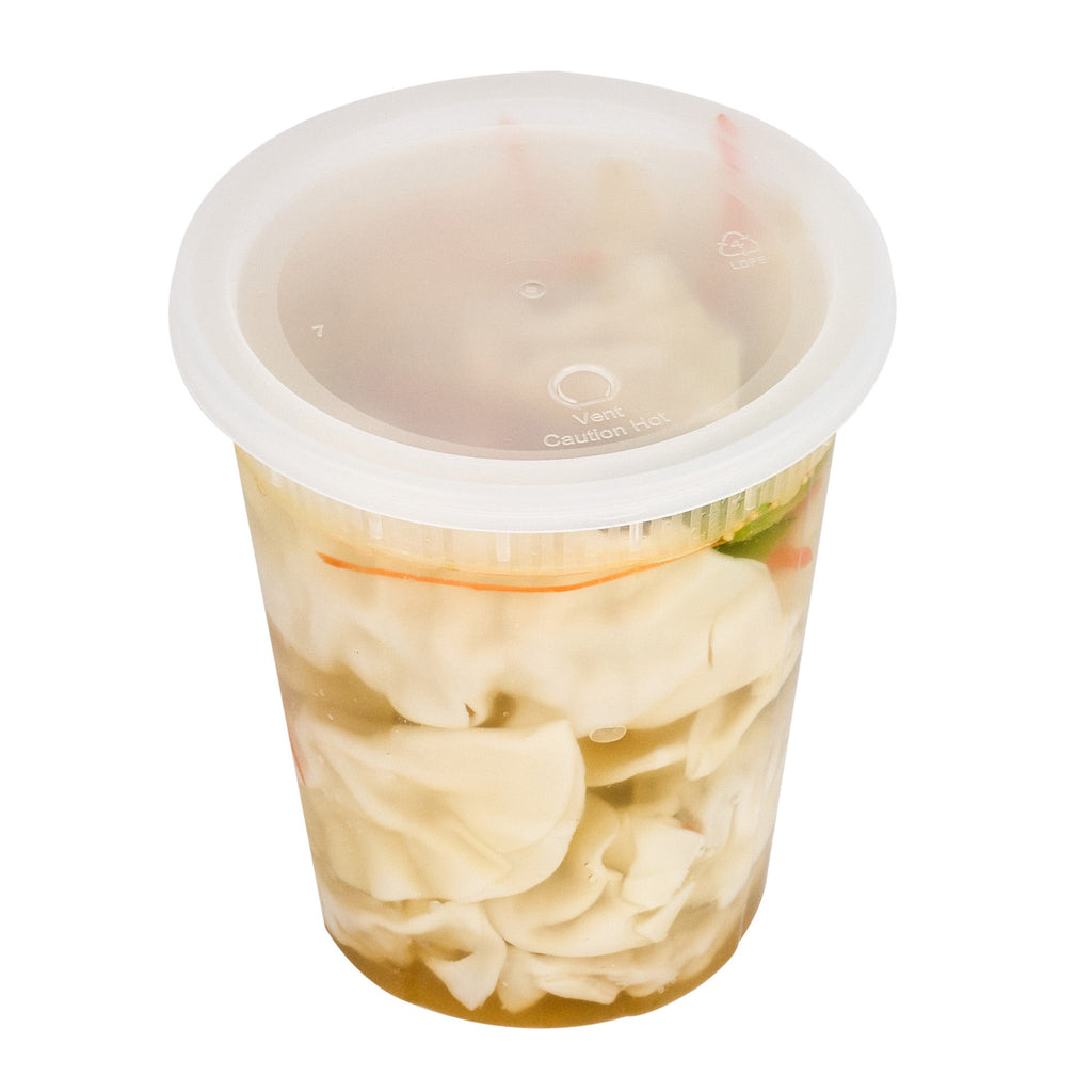 Asporto 40 oz Round Clear Plastic Soup Container - with Lid, Microwavable - 5" x 5" x 6" - 50 count box