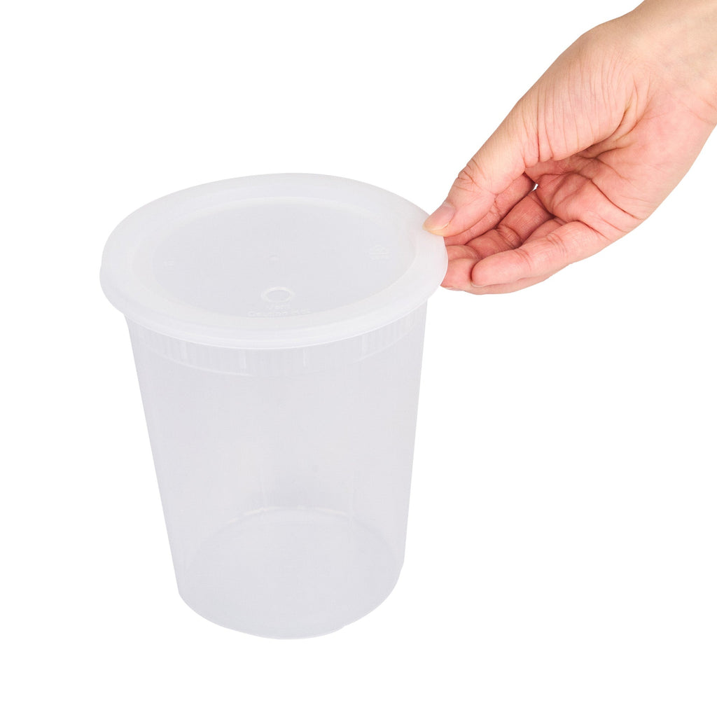 Asporto 40 oz Round Clear Plastic Soup Container - with Lid, Microwavable - 5" x 5" x 6" - 50 count box