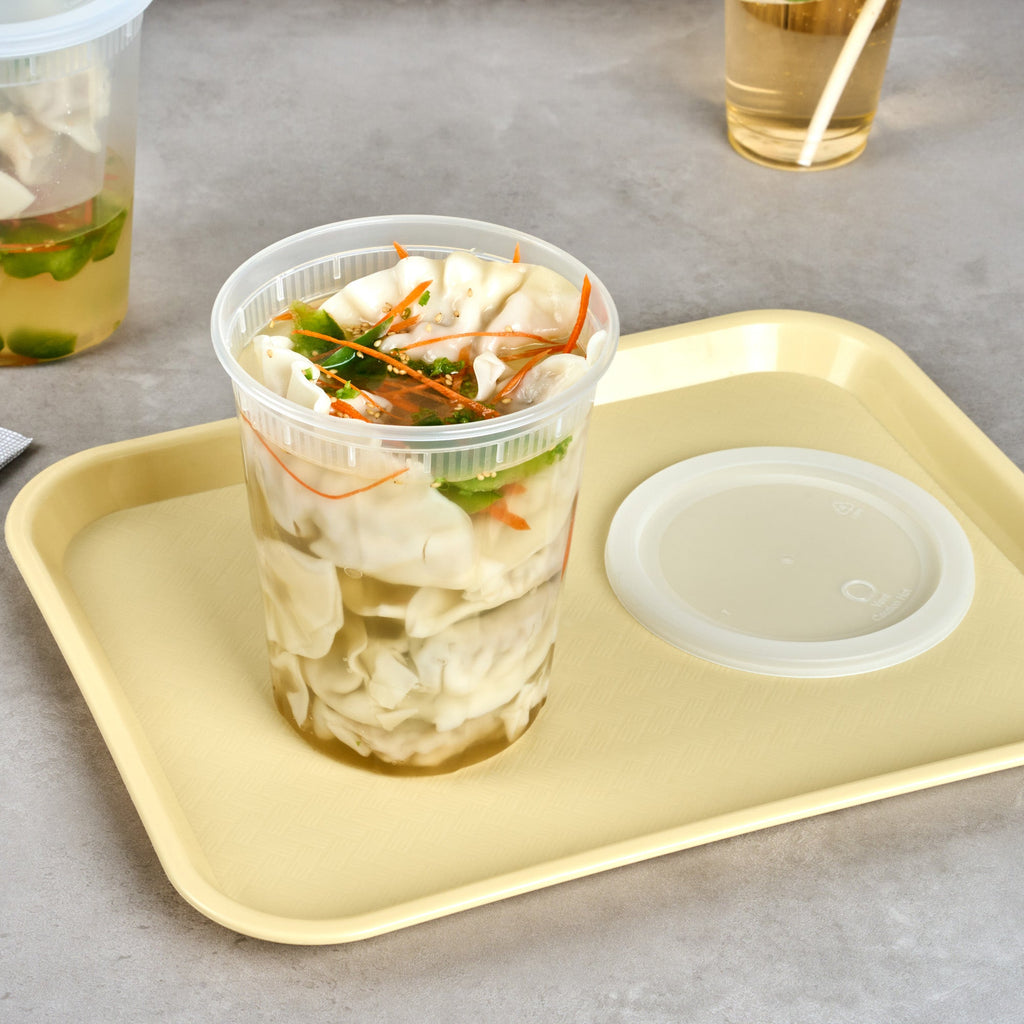 Asporto 40 oz Round Clear Plastic Soup Container - with Lid, Microwavable - 5" x 5" x 6" - 50 count box