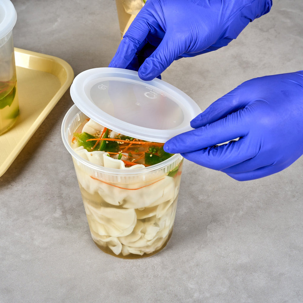Asporto 40 oz Round Clear Plastic Soup Container - with Lid, Microwavable - 5" x 5" x 6" - 50 count box