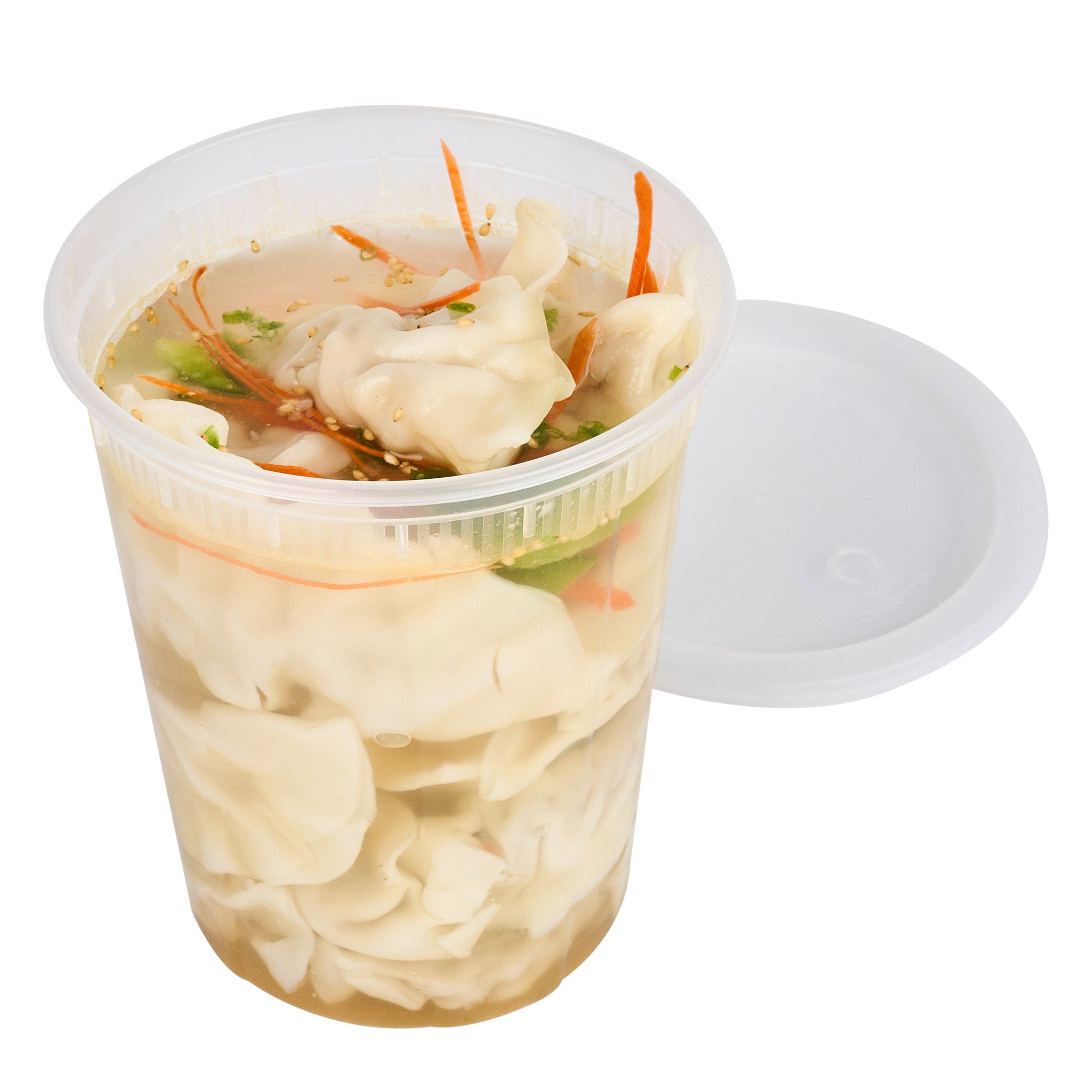 Asporto 40 oz Round Clear Plastic Soup Container - with Lid, Microwavable - 5" x 5" x 6" - 100 count box