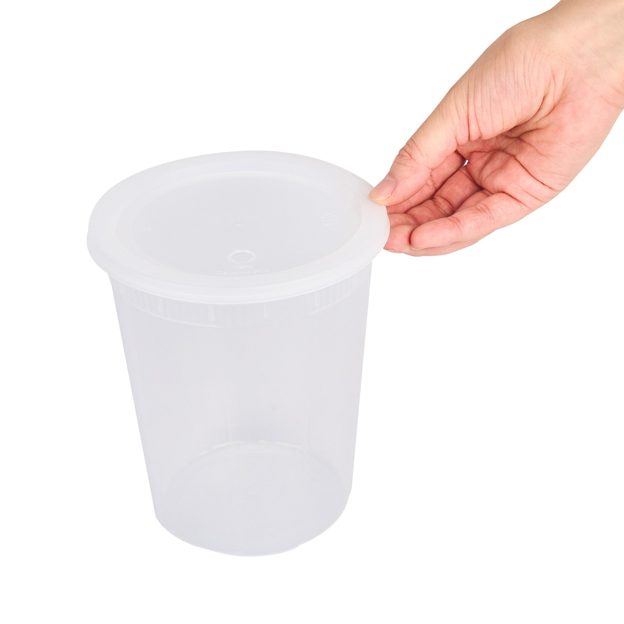 Asporto 40 oz Round Clear Plastic Soup Container - with Lid, Microwavable - 5" x 5" x 6" - 100 count box