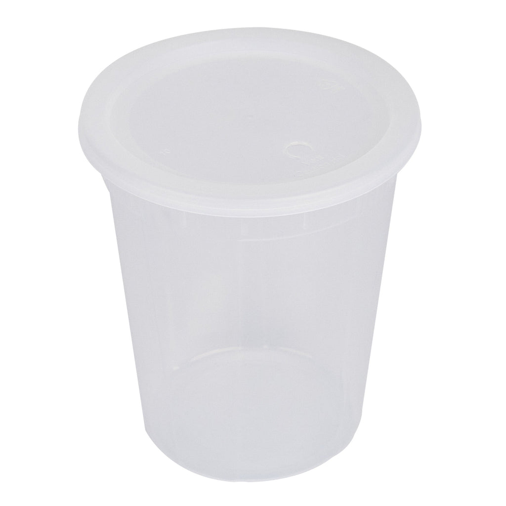 Asporto 40 oz Round Clear Plastic Soup Container - with Lid, Microwavable - 5" x 5" x 6" - 100 count box
