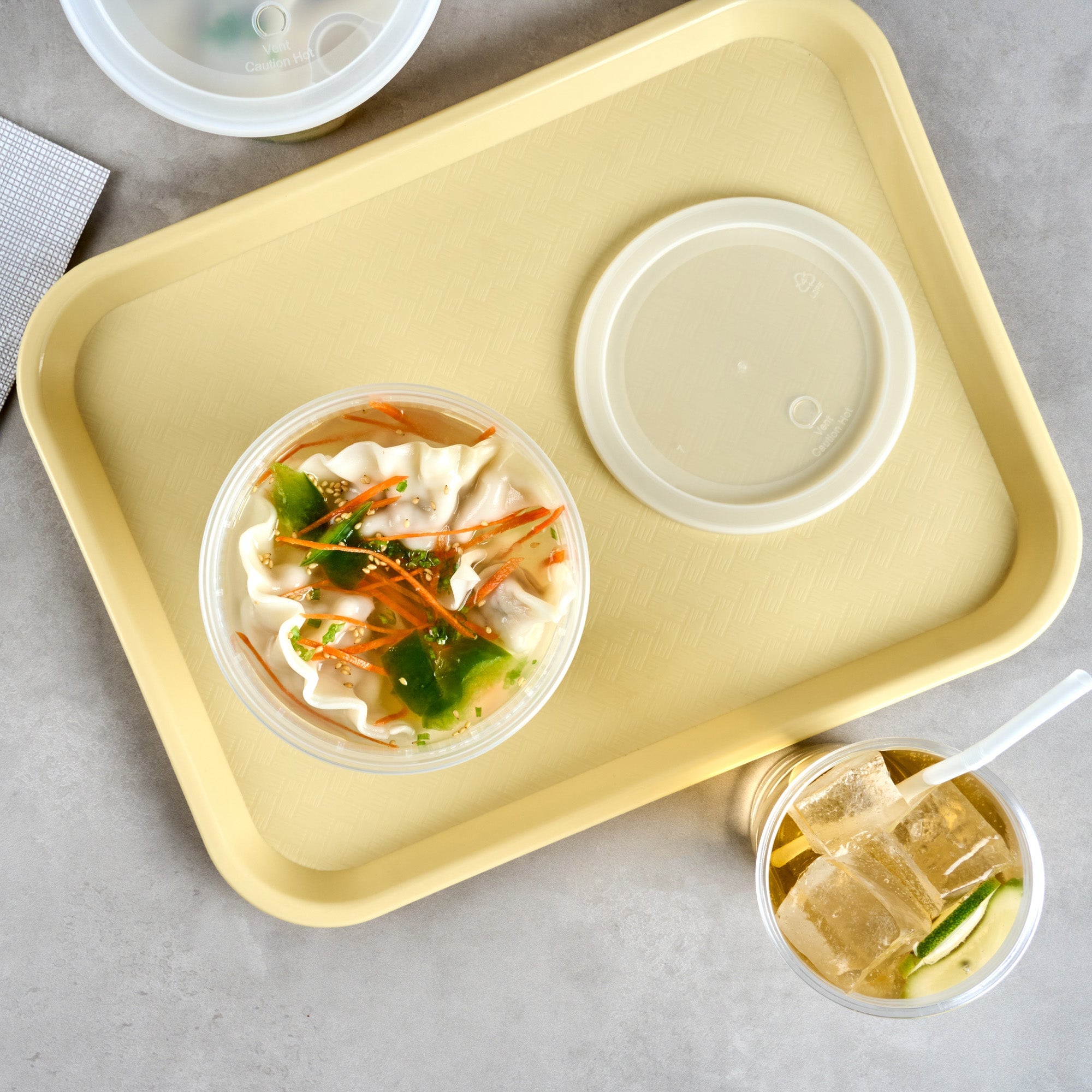 Asporto 40 oz Round Clear Plastic Soup Container - with Lid, Microwavable - 5" x 5" x 6" - 100 count box
