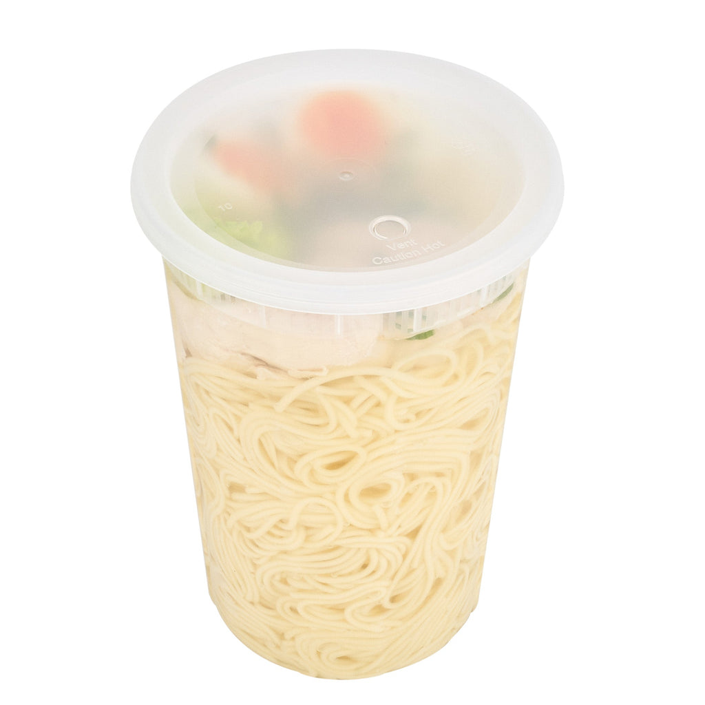 Asporto 48 oz Round Clear Plastic Soup Container - with Lid, Microwavable - 5" x 5" x 7" - 50 count box