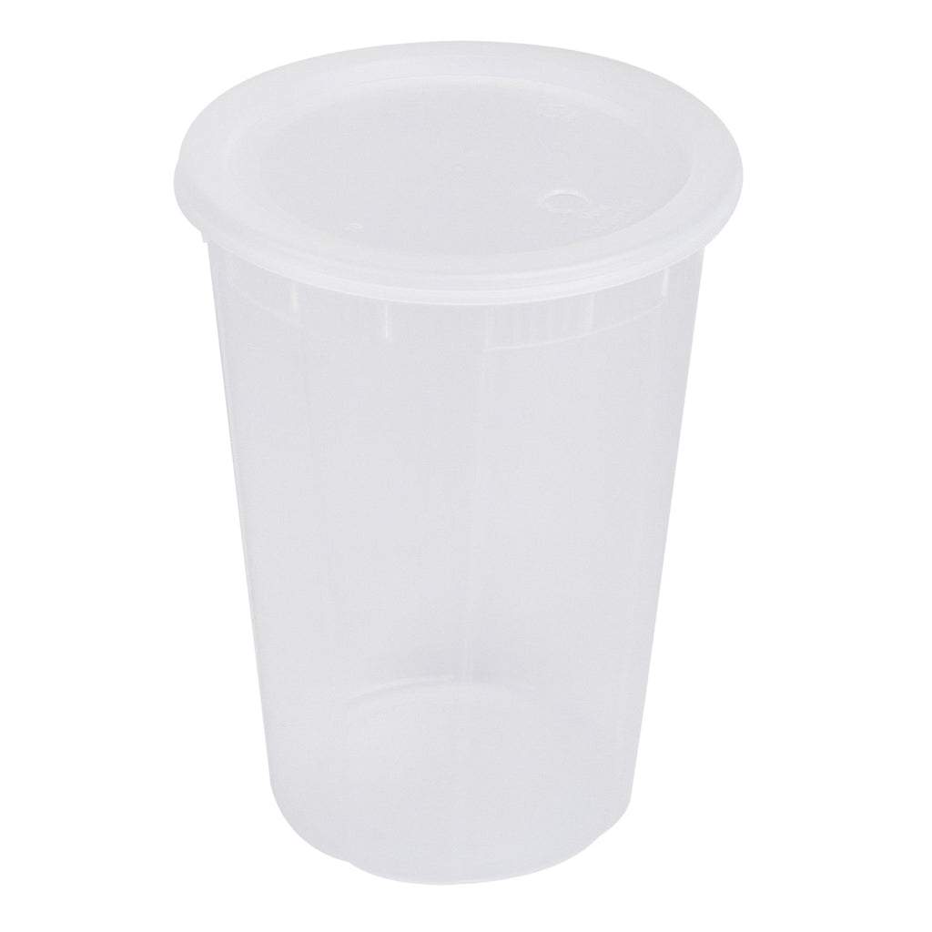 Asporto 48 oz Round Clear Plastic Soup Container - with Lid, Microwavable - 5" x 5" x 7" - 50 count box