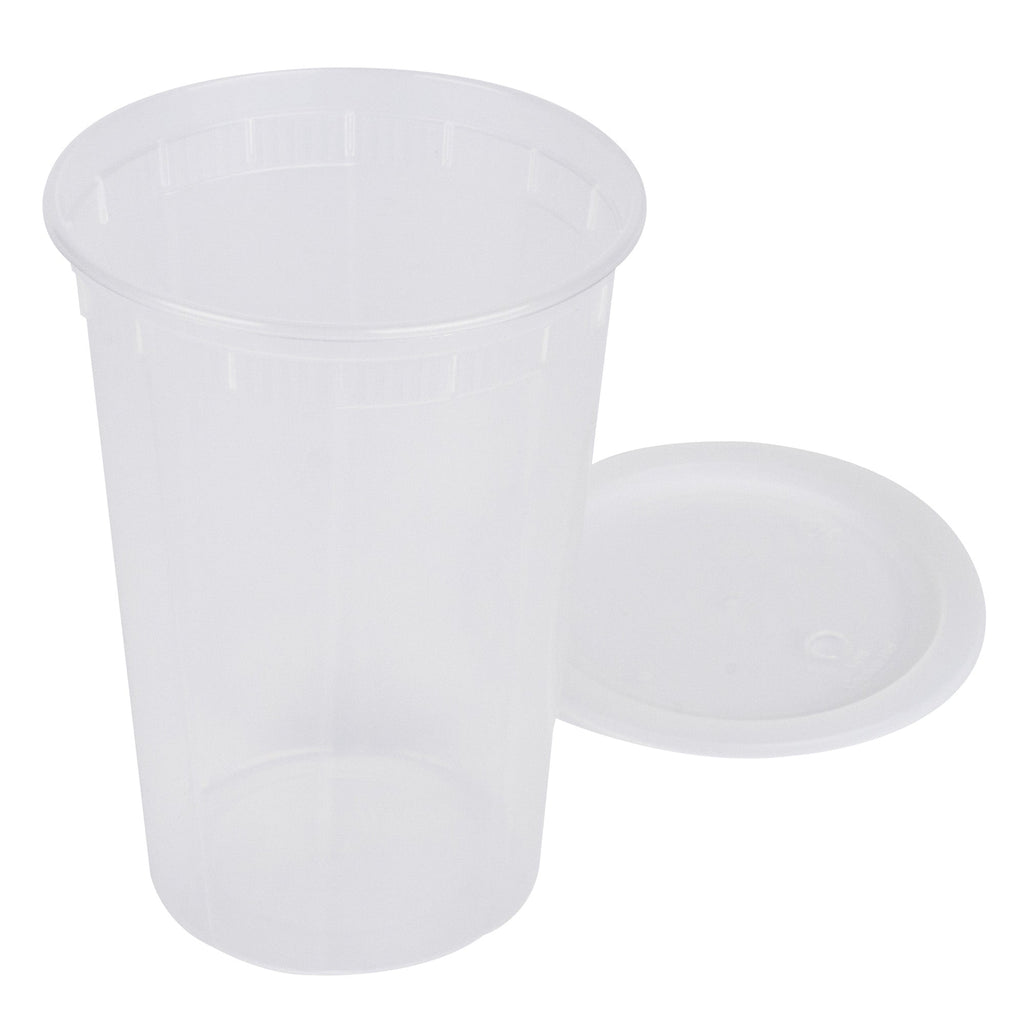 Asporto 48 oz Round Clear Plastic Soup Container - with Lid, Microwavable - 5" x 5" x 7" - 50 count box
