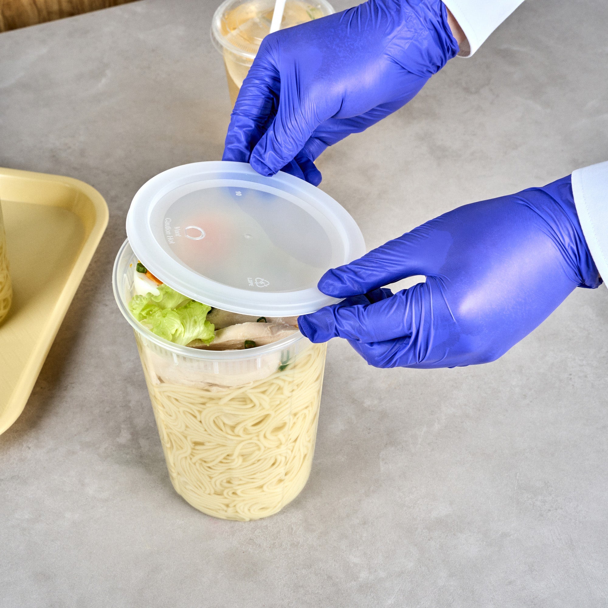 Asporto 48 oz Round Clear Plastic Soup Container - with Lid, Microwavable - 5" x 5" x 7" - 50 count box