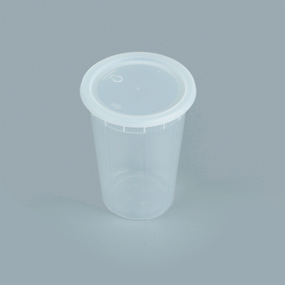 Asporto 48 oz Round Clear Plastic Soup Container - with Lid, Microwavable - 5" x 5" x 7" - 100 count box