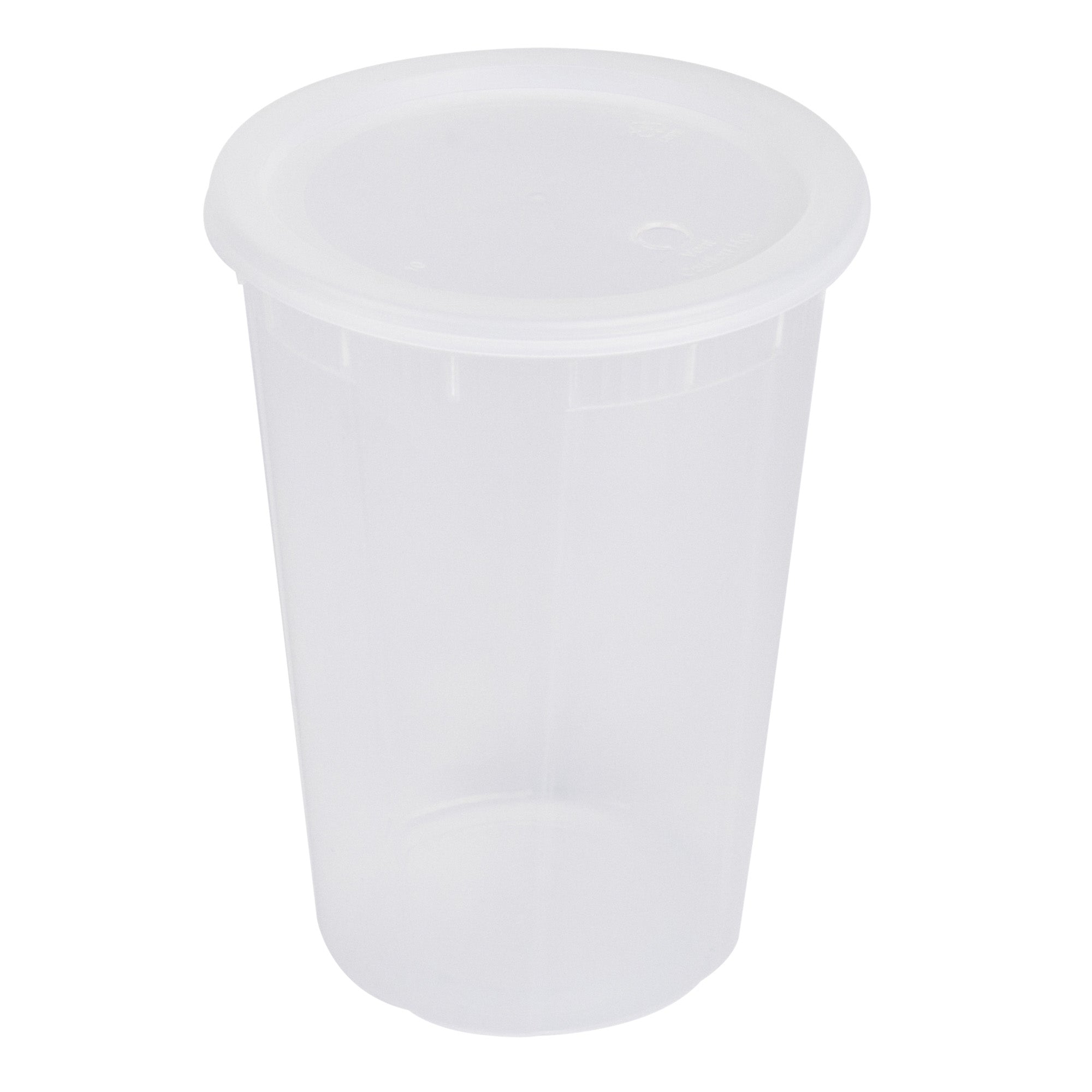 Asporto 48 oz Round Clear Plastic Soup Container - with Lid, Microwavable - 5" x 5" x 7" - 100 count box