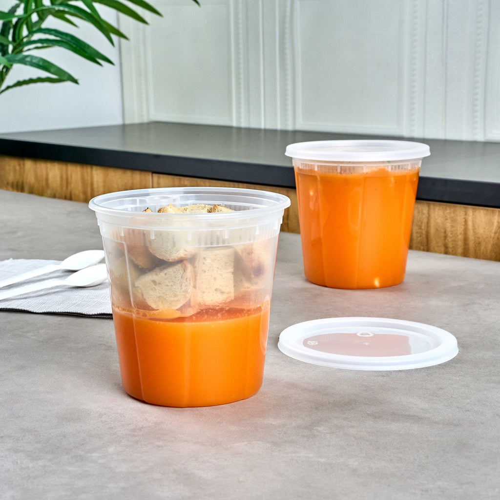Asporto 16 oz Round Clear Plastic Insert - Fits 32, 40 and 48 oz Soup Container, Microwavable - 50 count box