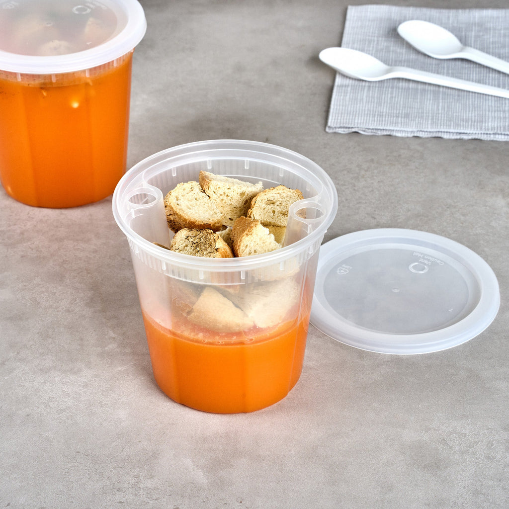Asporto 16 oz Round Clear Plastic Insert - Fits 32, 40 and 48 oz Soup Container, Microwavable - 50 count box