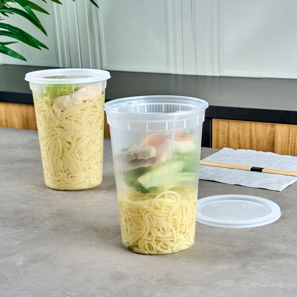 Asporto 24 oz Round Clear Plastic Insert - Fits 32, 40 and 48 oz Soup Container, Microwavable - 100 count box