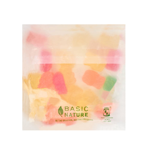 Basic Nature Translucent PLA Plastic / PBAT Lip and Tape Bag - Self-Sealing, Compostable - 4" x 4" - 100 count box