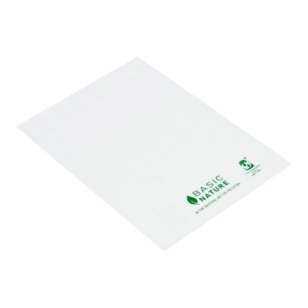 Basic Nature Translucent PLA Plastic / PBAT Lip and Tape Bag - Self-Sealing, Compostable - 4" x 4" - 100 count box
