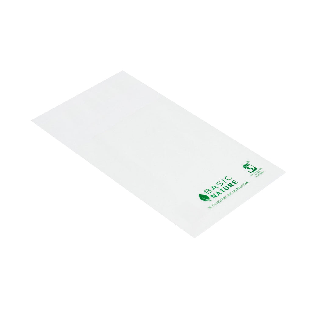 Basic Nature Translucent PLA Plastic / PBAT Lip and Tape Bag - Self-Sealing, Compostable - 4" x 3" - 100 count box