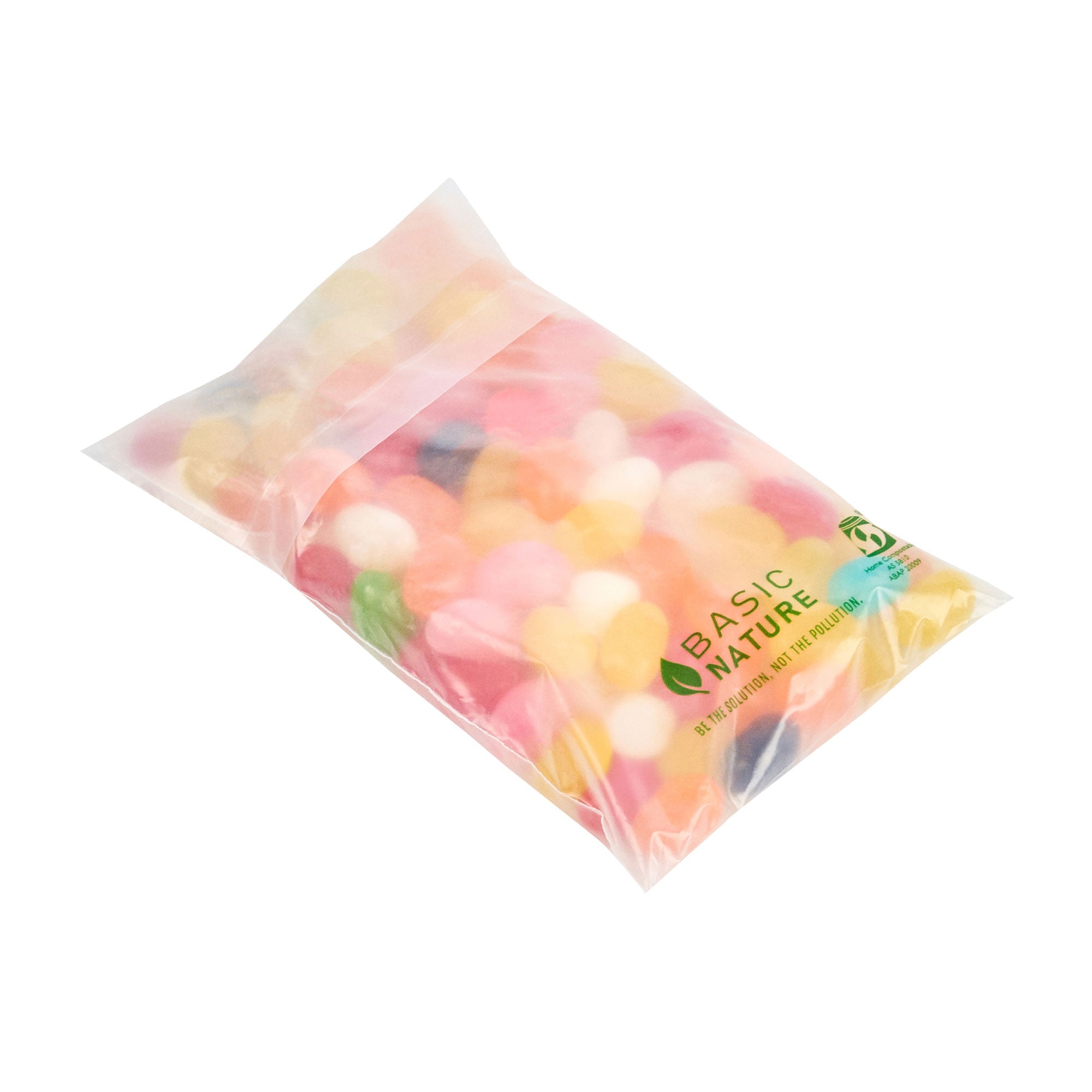 Basic Nature Translucent PLA Plastic / PBAT Lip and Tape Bag - Self-Sealing, Compostable - 5" x 3" - 100 count box