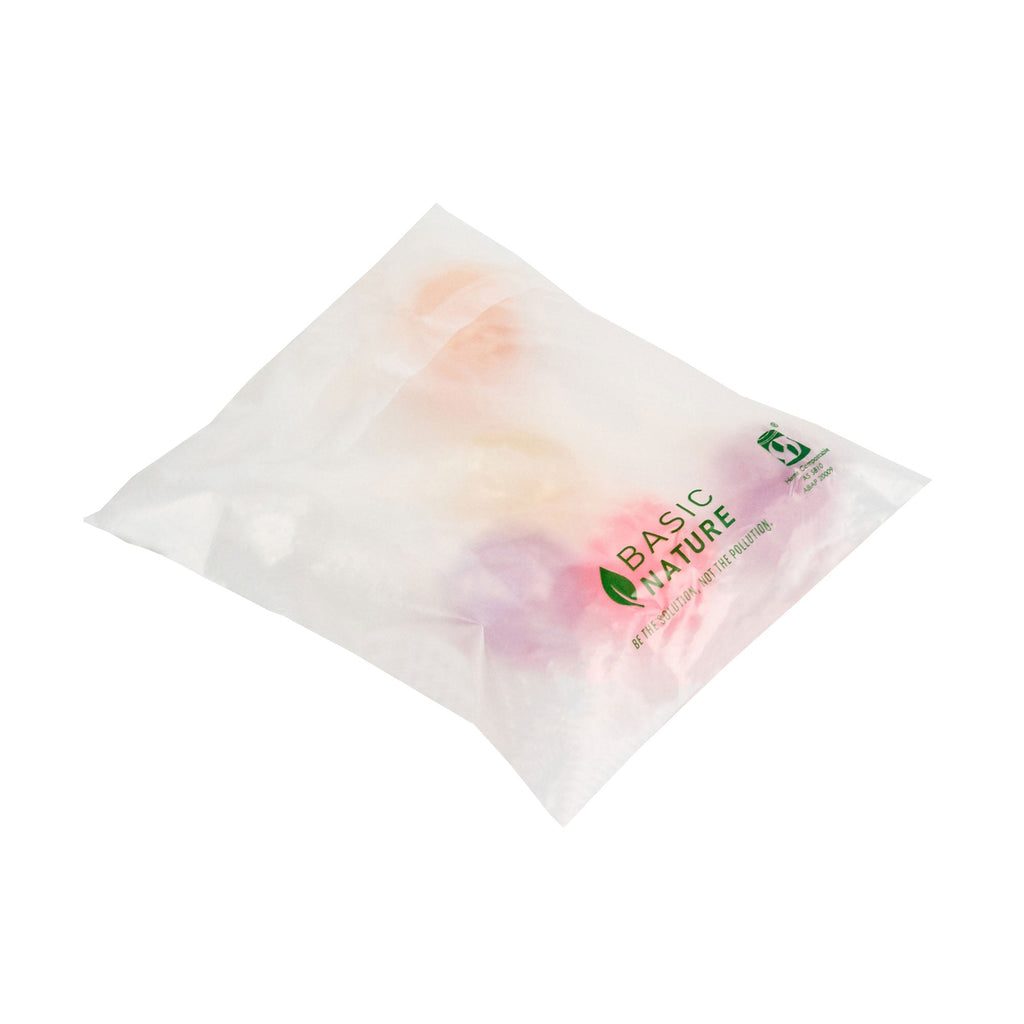 Basic Nature Translucent PLA Plastic / PBAT Lip and Tape Bag - Self-Sealing, Compostable - 4 3/4" x 4" - 100 count box