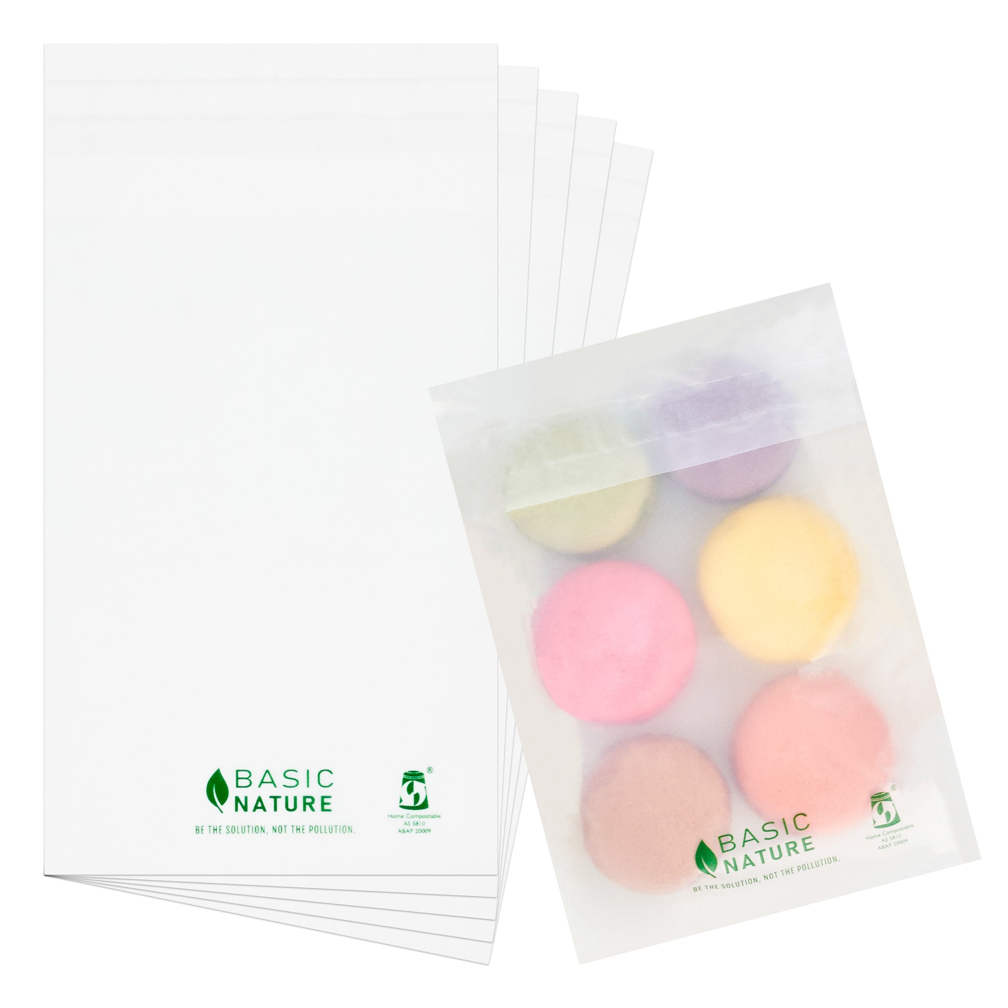 Basic Nature Translucent PLA Plastic / PBAT Lip and Tape Bag - Self-Sealing, Compostable - 6" x 4" - 100 count box