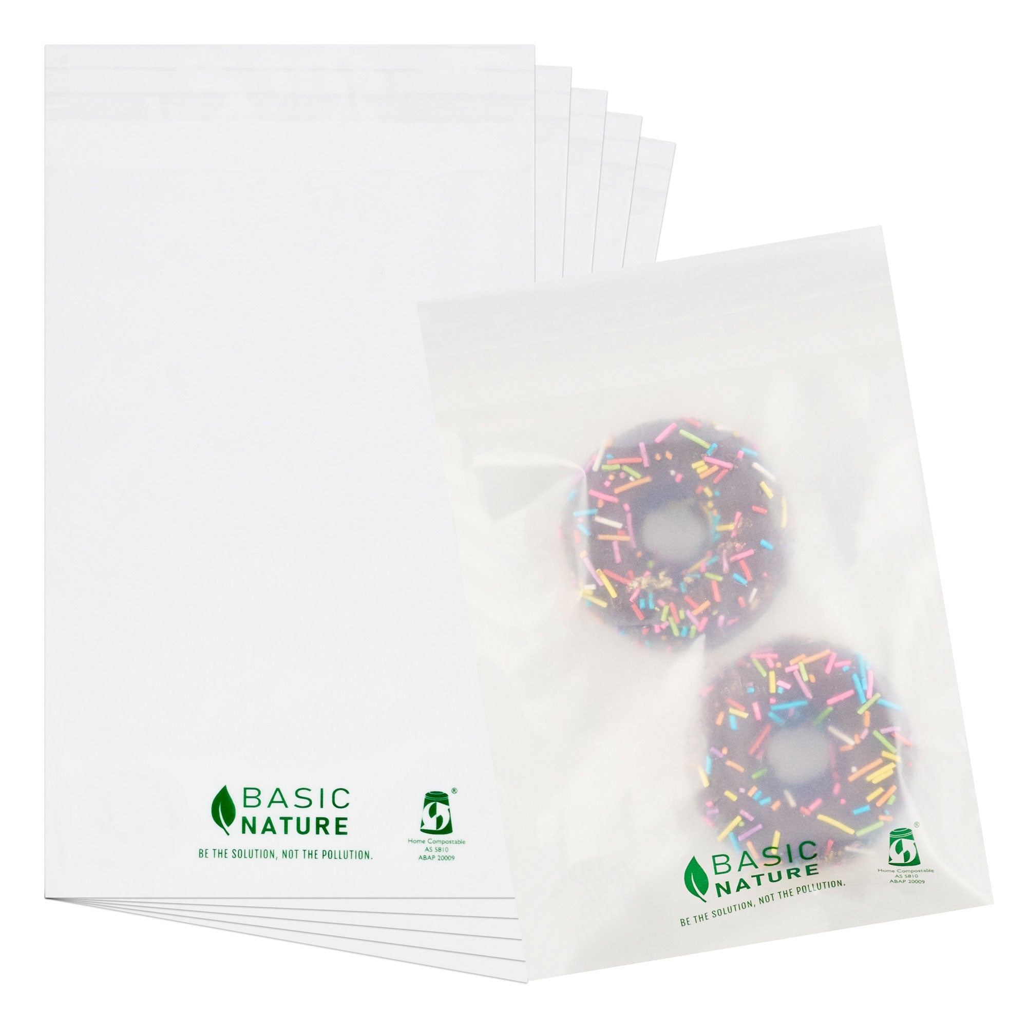 Basic Nature Translucent PLA Plastic / PBAT Lip and Tape Bag - Self-Sealing, Compostable - 9" x 6" - 100 count box