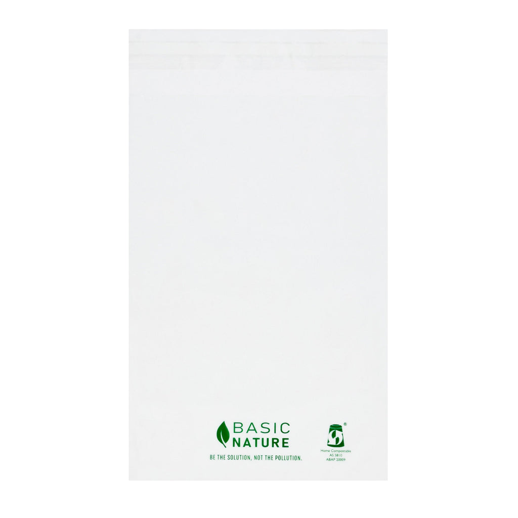 Basic Nature Translucent PLA Plastic / PBAT Lip and Tape Bag - Self-Sealing, Compostable - 9" x 6" - 100 count box
