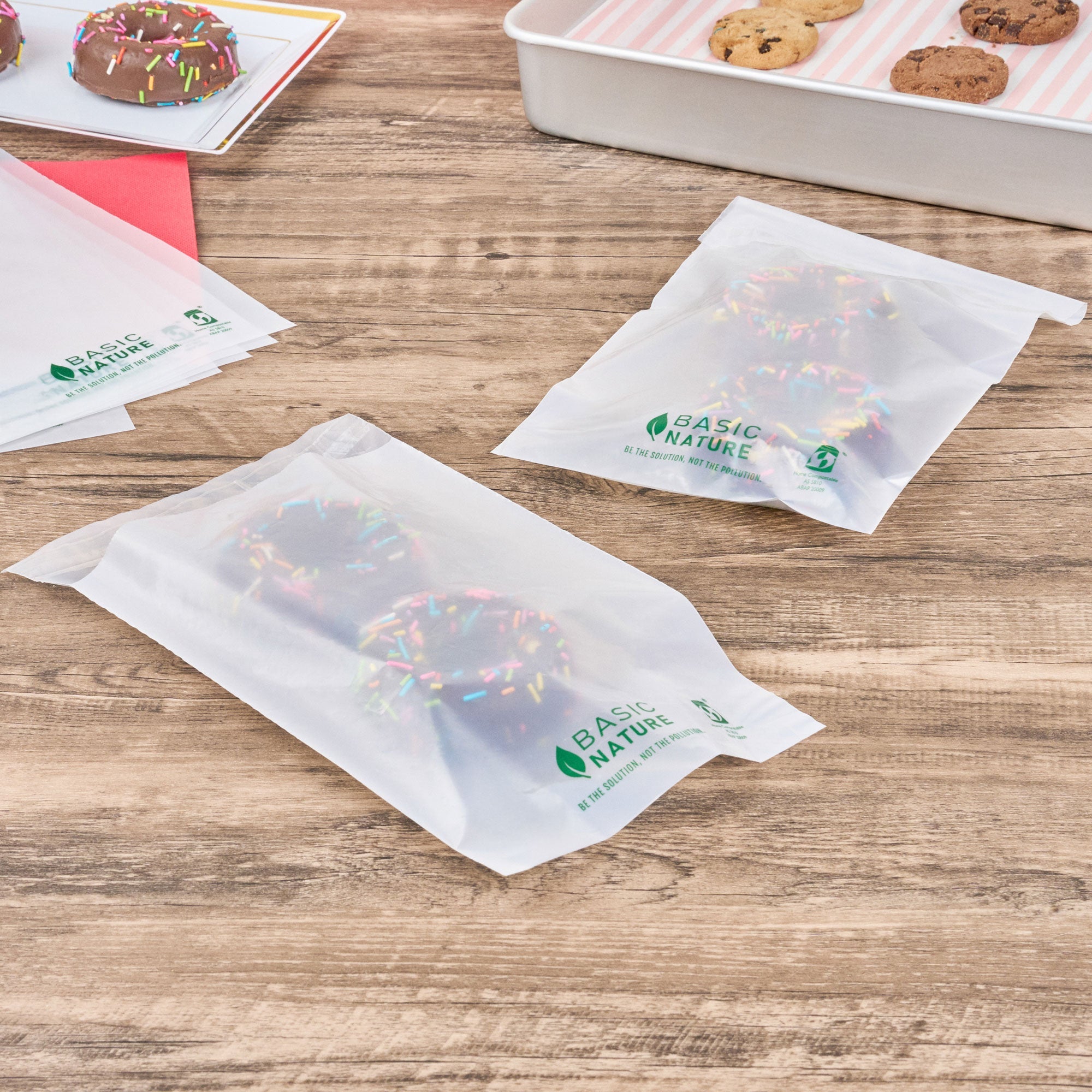 Basic Nature Translucent PLA Plastic / PBAT Lip and Tape Bag - Self-Sealing, Compostable - 9" x 6" - 100 count box