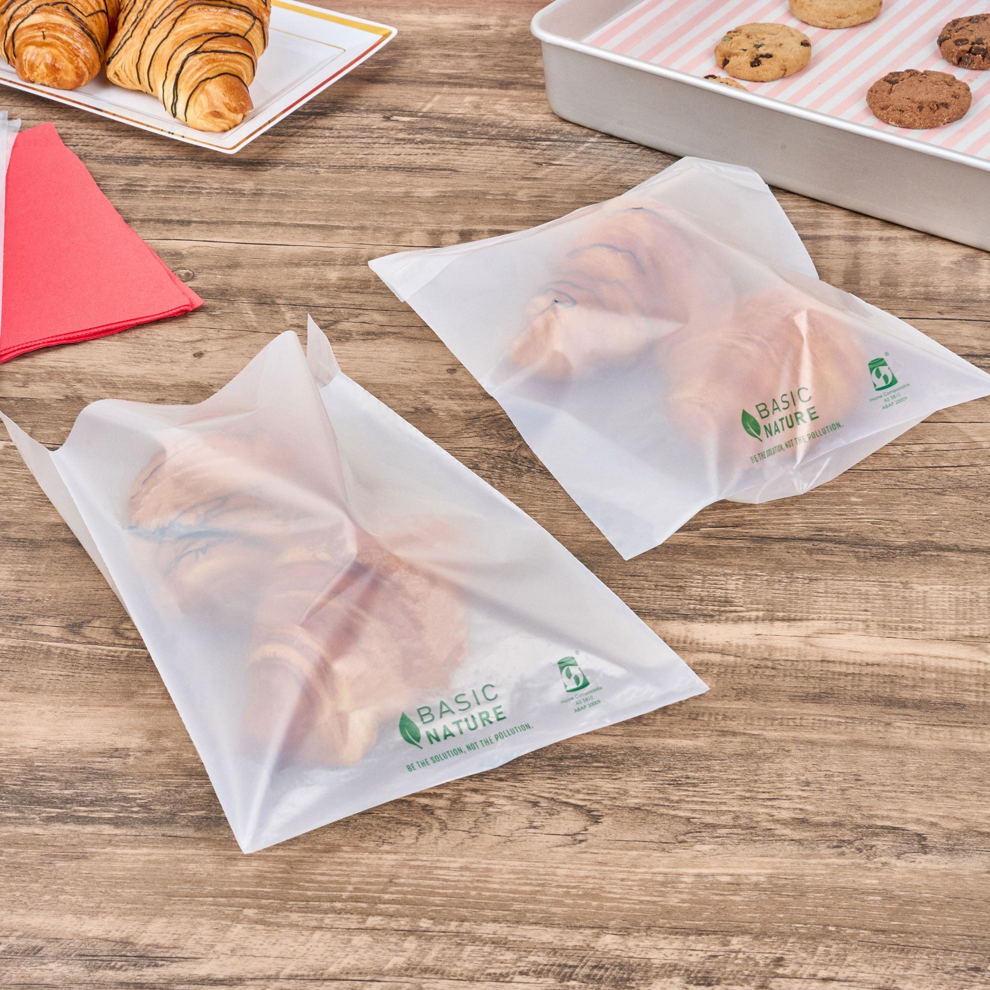 Basic Nature Translucent PLA Plastic / PBAT Lip and Tape Bag - Self-Sealing, Compostable - 10" x 8" - 100 count box