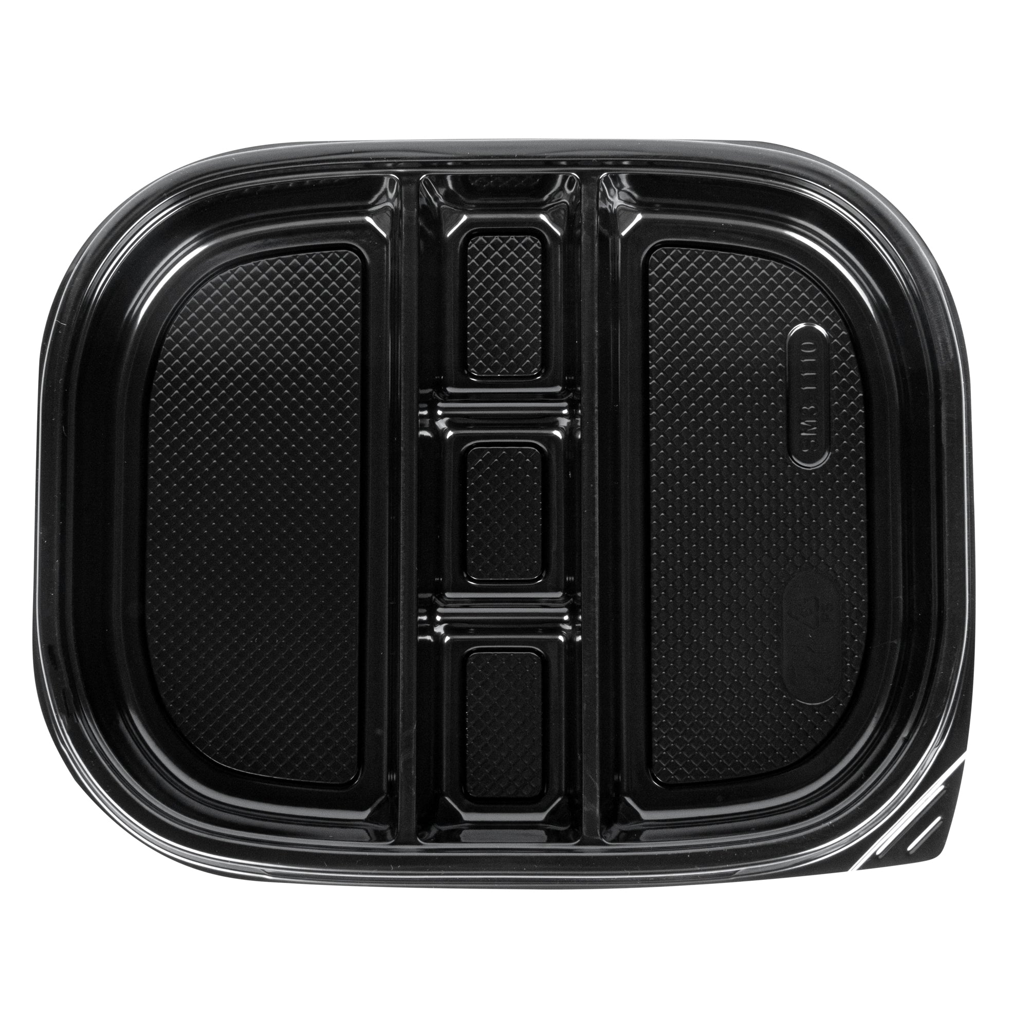 Bento Tek 51 oz Rectangle Black Plastic Bento Box - 5 Compartments - 12 1/4" x 9 3/4" x 1 1/2" - 50 count box