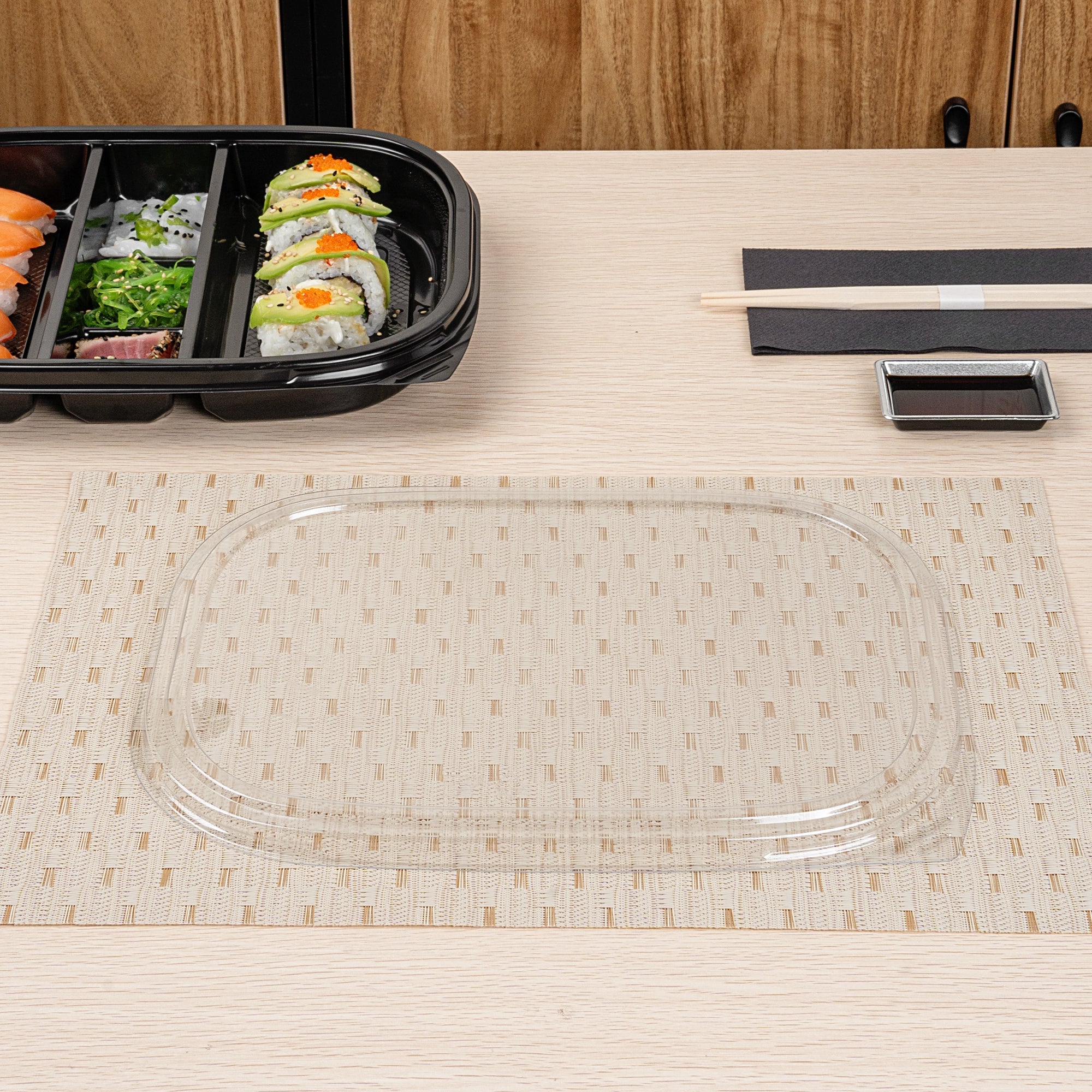 Bento Tek Rectangle Clear Plastic Lid - Fits 51 oz Bento Box - 100 count box