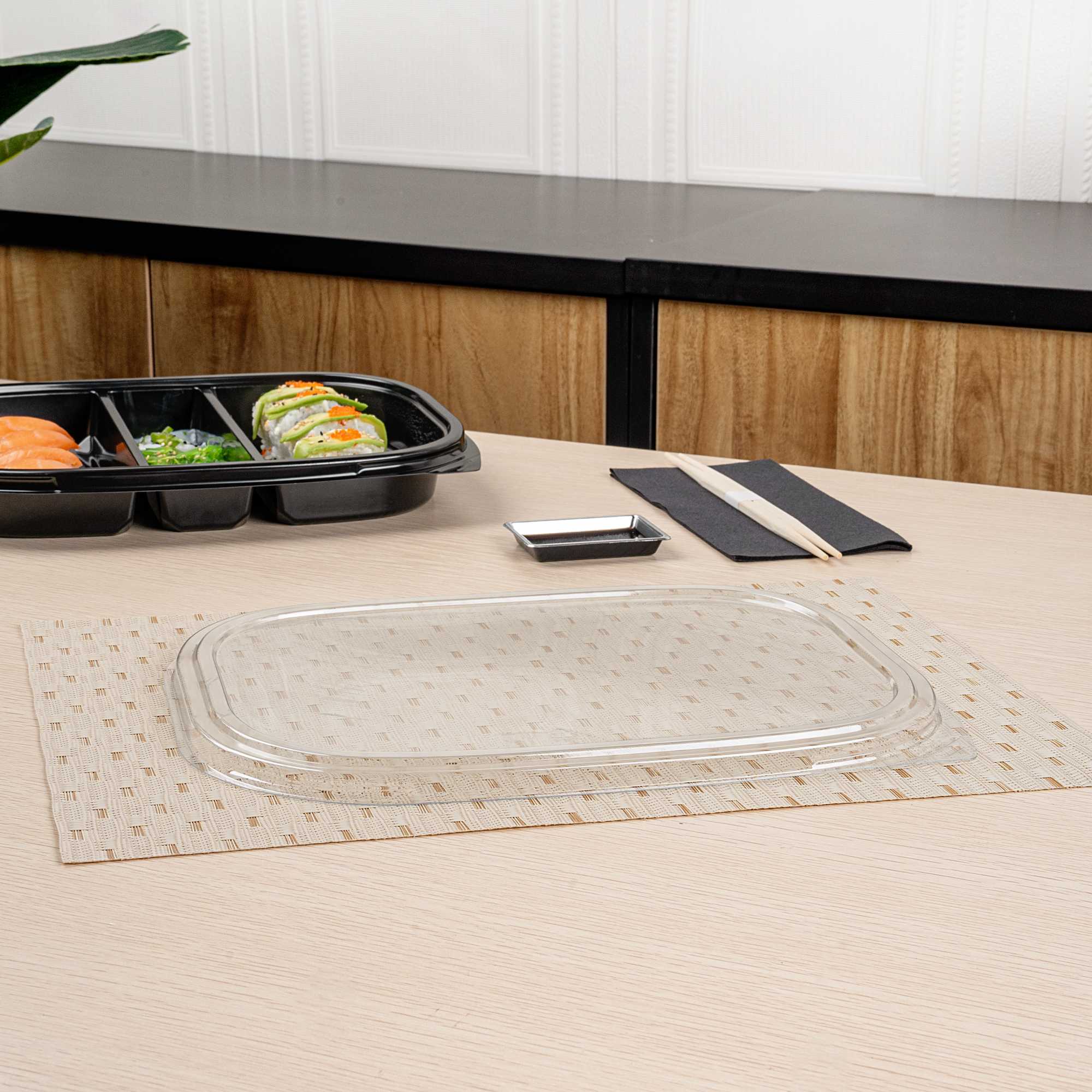 Bento Tek Rectangle Clear Plastic Lid - Fits 51 oz Bento Box - 50 count box