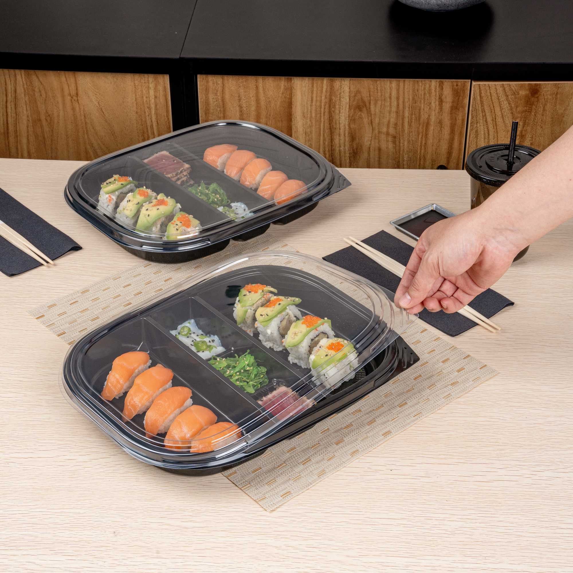 Bento Tek Rectangle Clear Plastic Lid - Fits 51 oz Bento Box - 50 count box