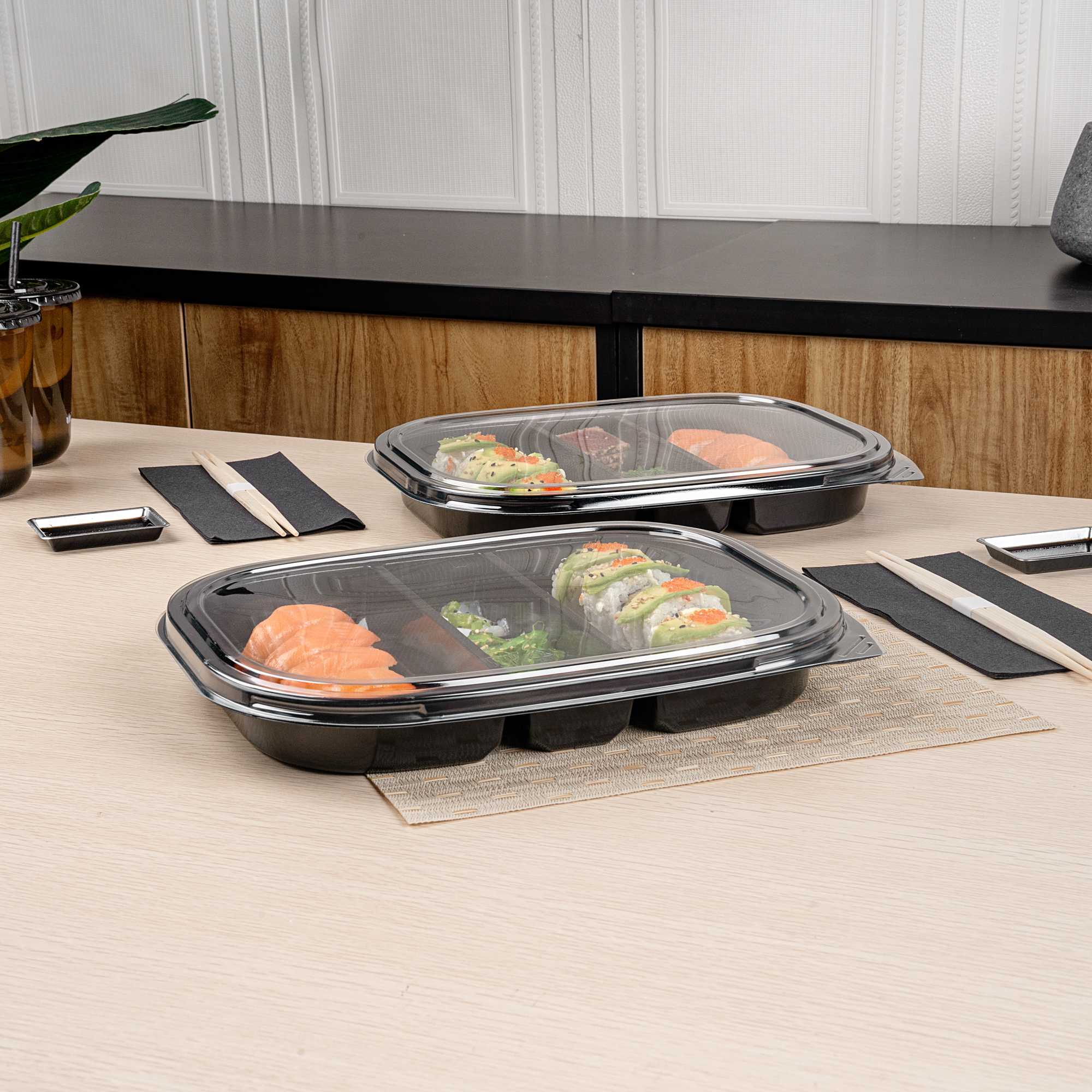Bento Tek Rectangle Clear Plastic Lid - Fits 51 oz Bento Box - 50 count box