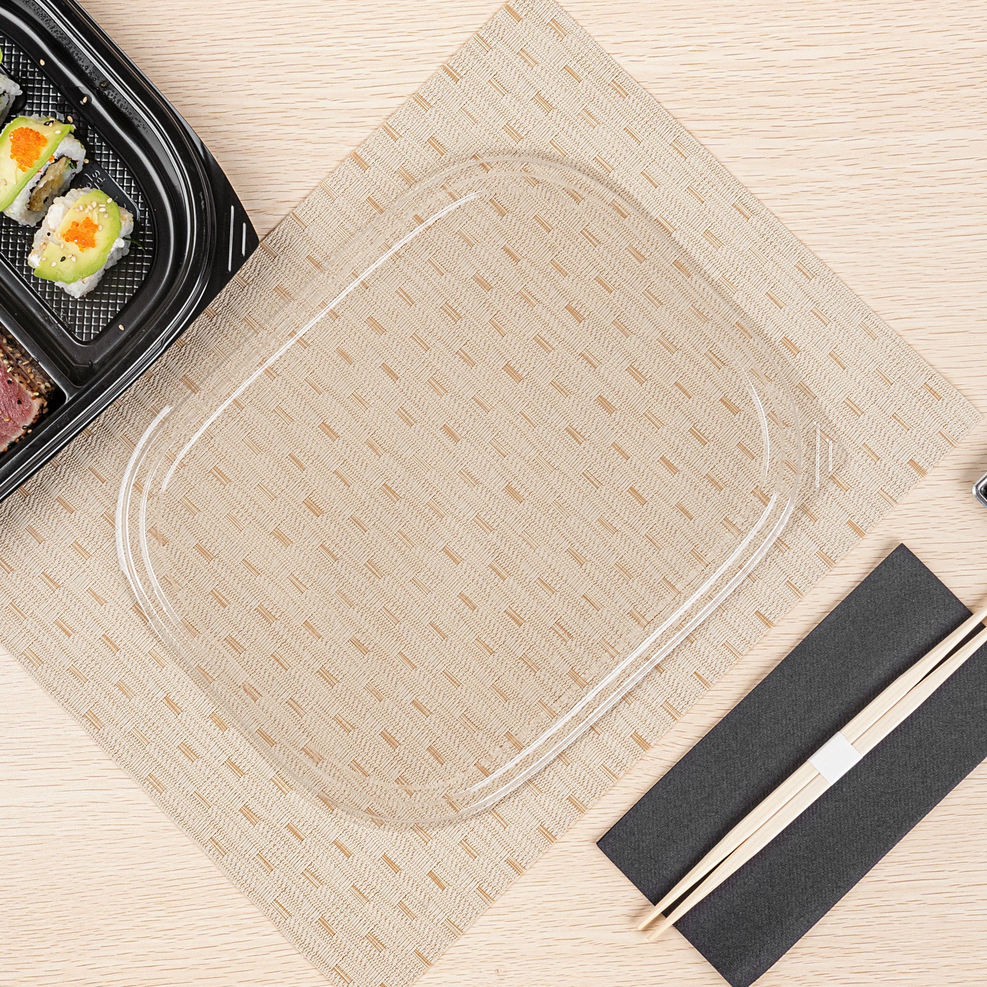 Bento Tek Rectangle Clear Plastic Lid - Fits 51 oz Bento Box - 100 count box