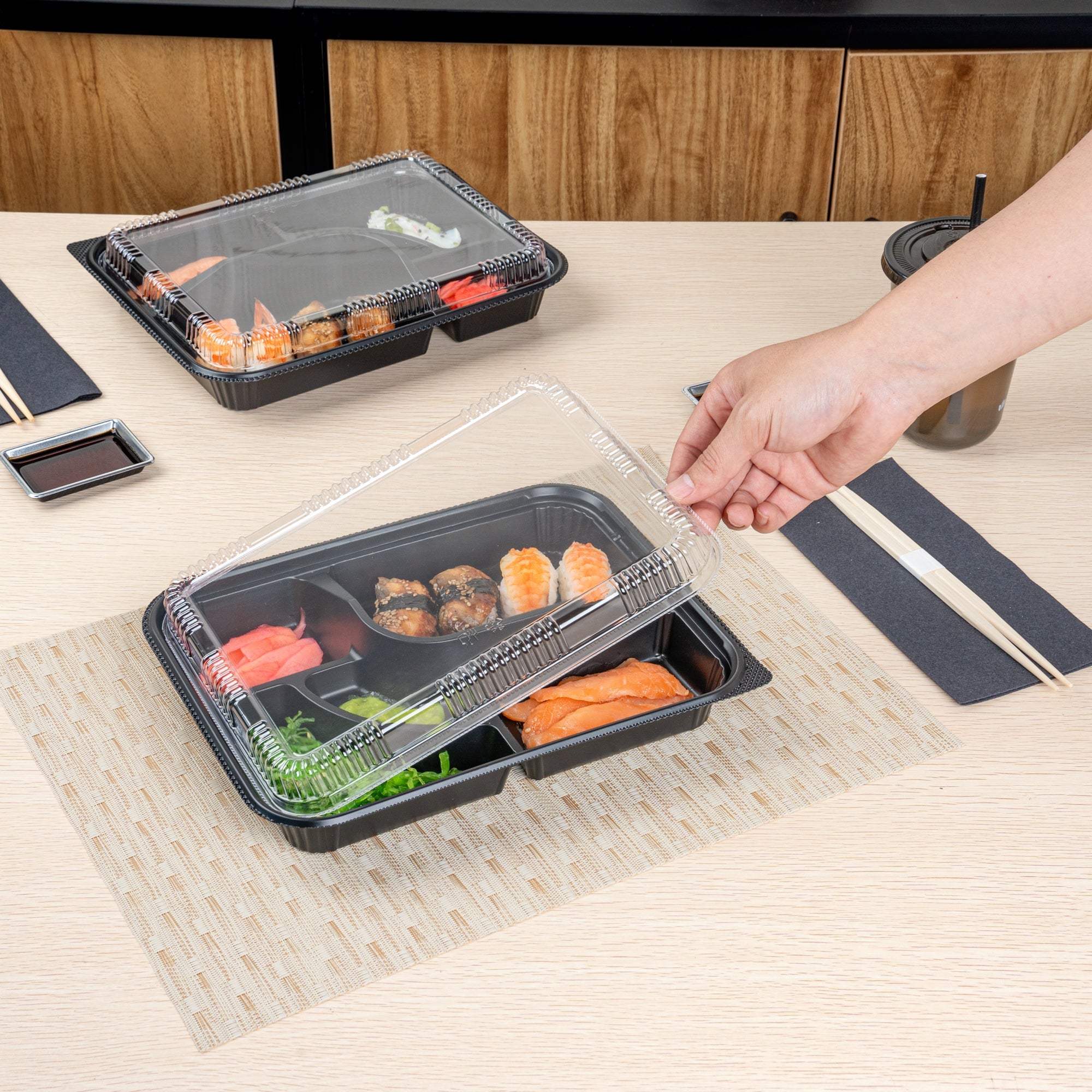 Bento Tek Rectangle Clear Plastic Lid - Fits 26 oz Bento Box - 50 count box