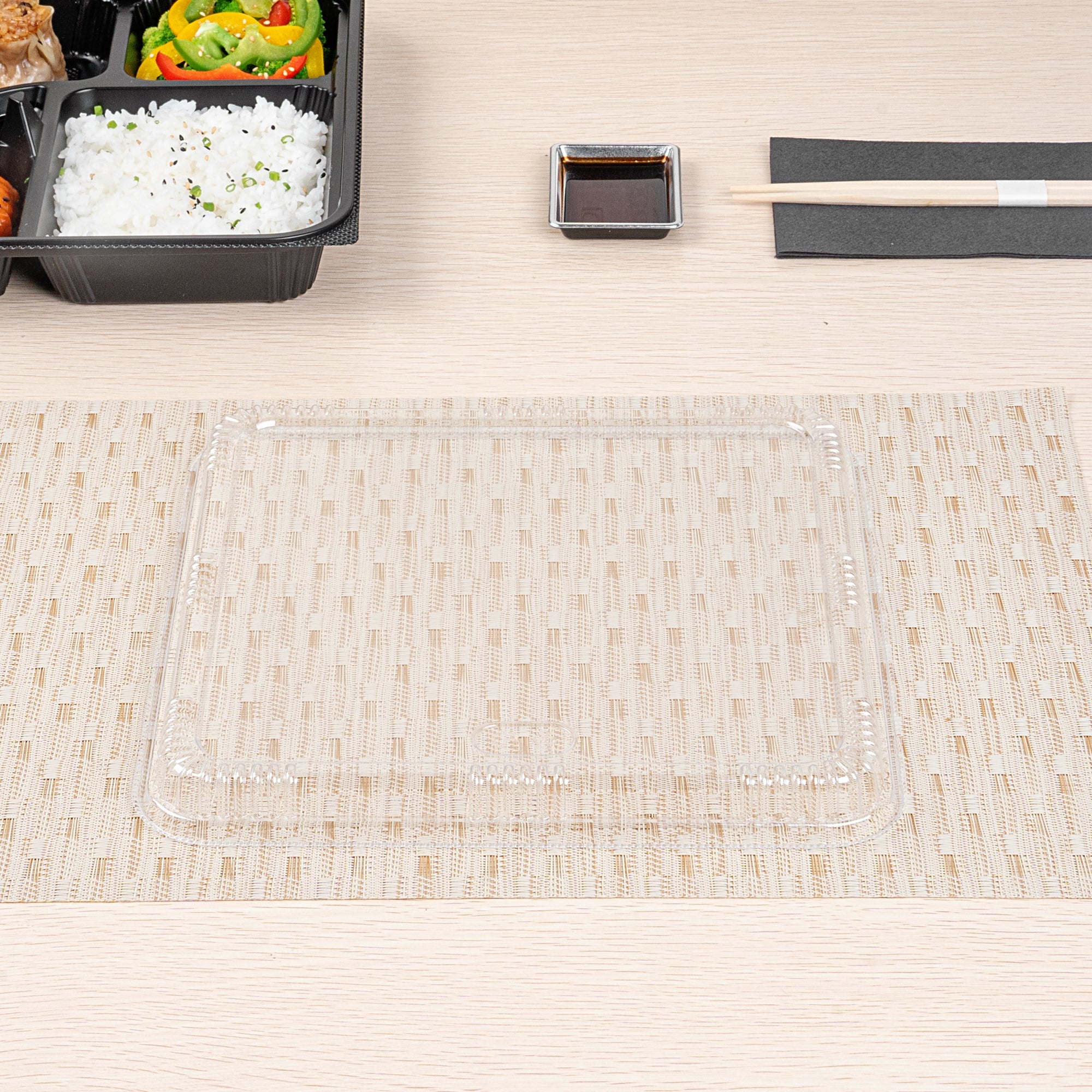 Bento Tek Square Clear Plastic Lid - Fits 40 oz Bento Box - 50 count box