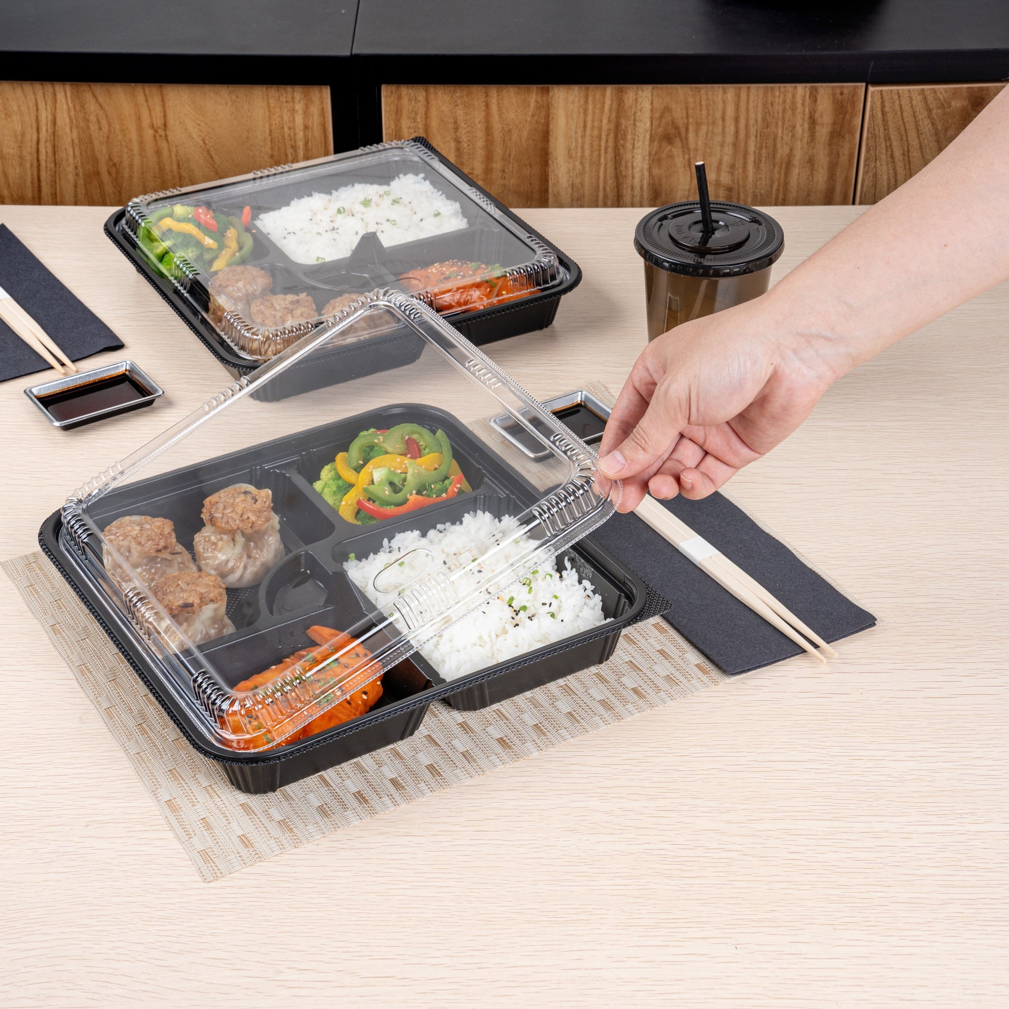 Bento Tek Square Clear Plastic Lid - Fits 40 oz Bento Box - 100 count box