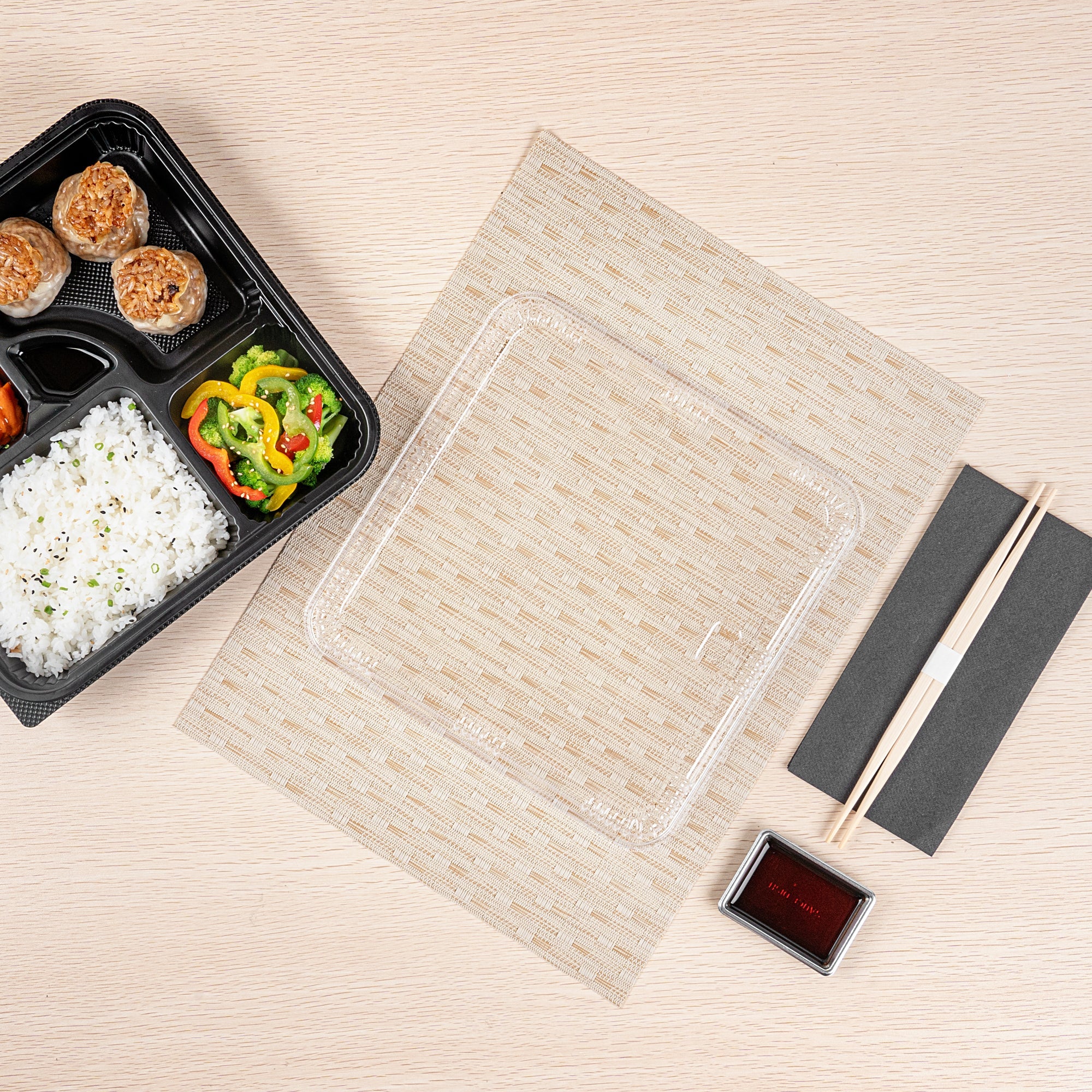 Bento Tek Square Clear Plastic Lid - Fits 40 oz Bento Box - 100 count box