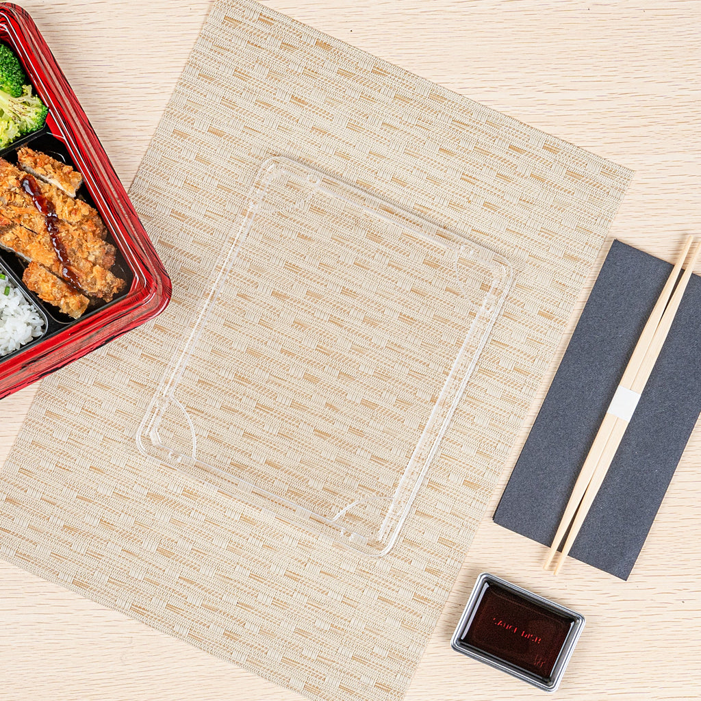 Bento Tek Rectangle Clear Plastic Lid - Fits 19 oz Bento Box - 50 count box