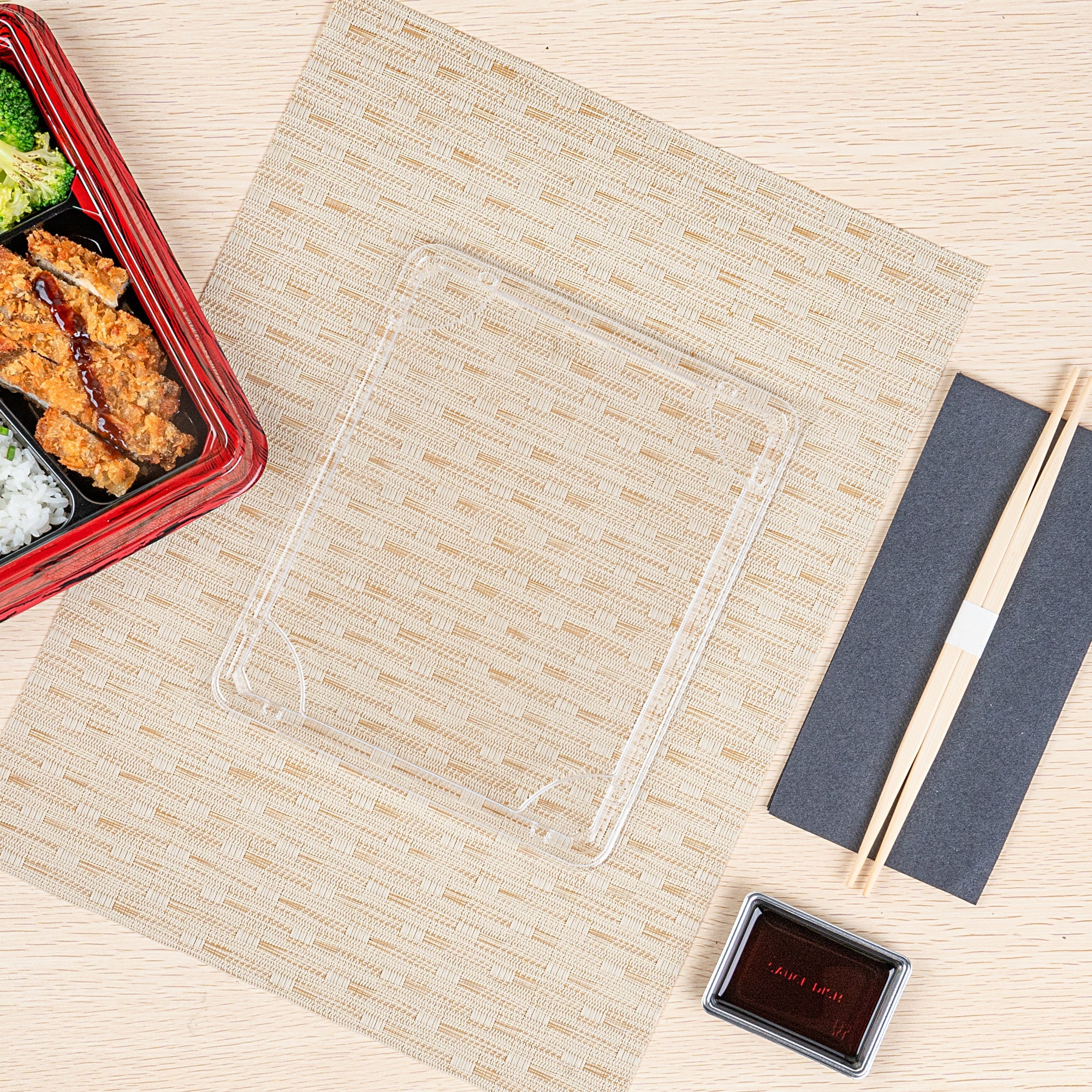 Bento Tek Rectangle Clear Plastic Lid - Fits 19 oz Bento Box - 50 count box