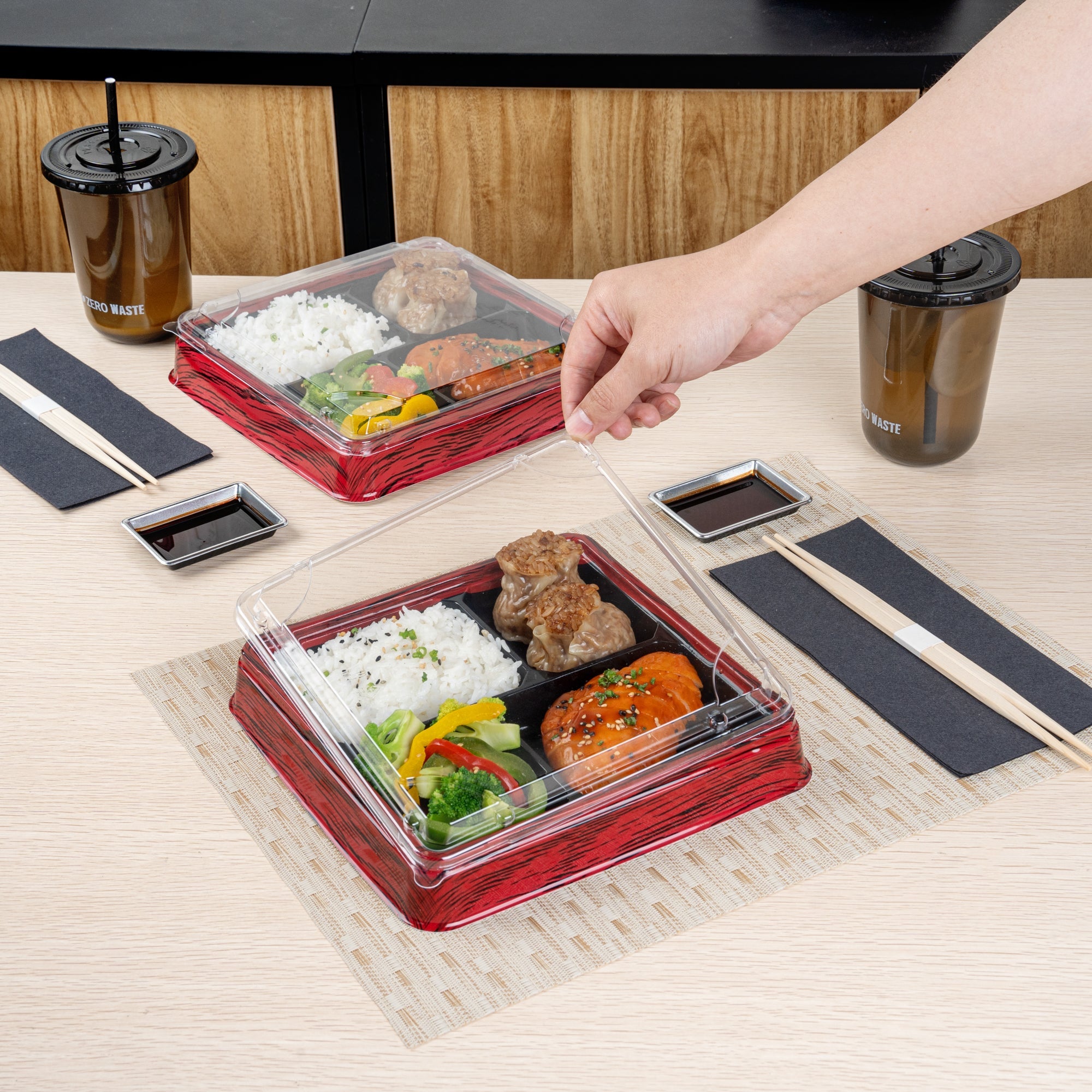Bento Tek Square Clear Plastic Lid - Fits 18 oz Bento Box - 50 count box
