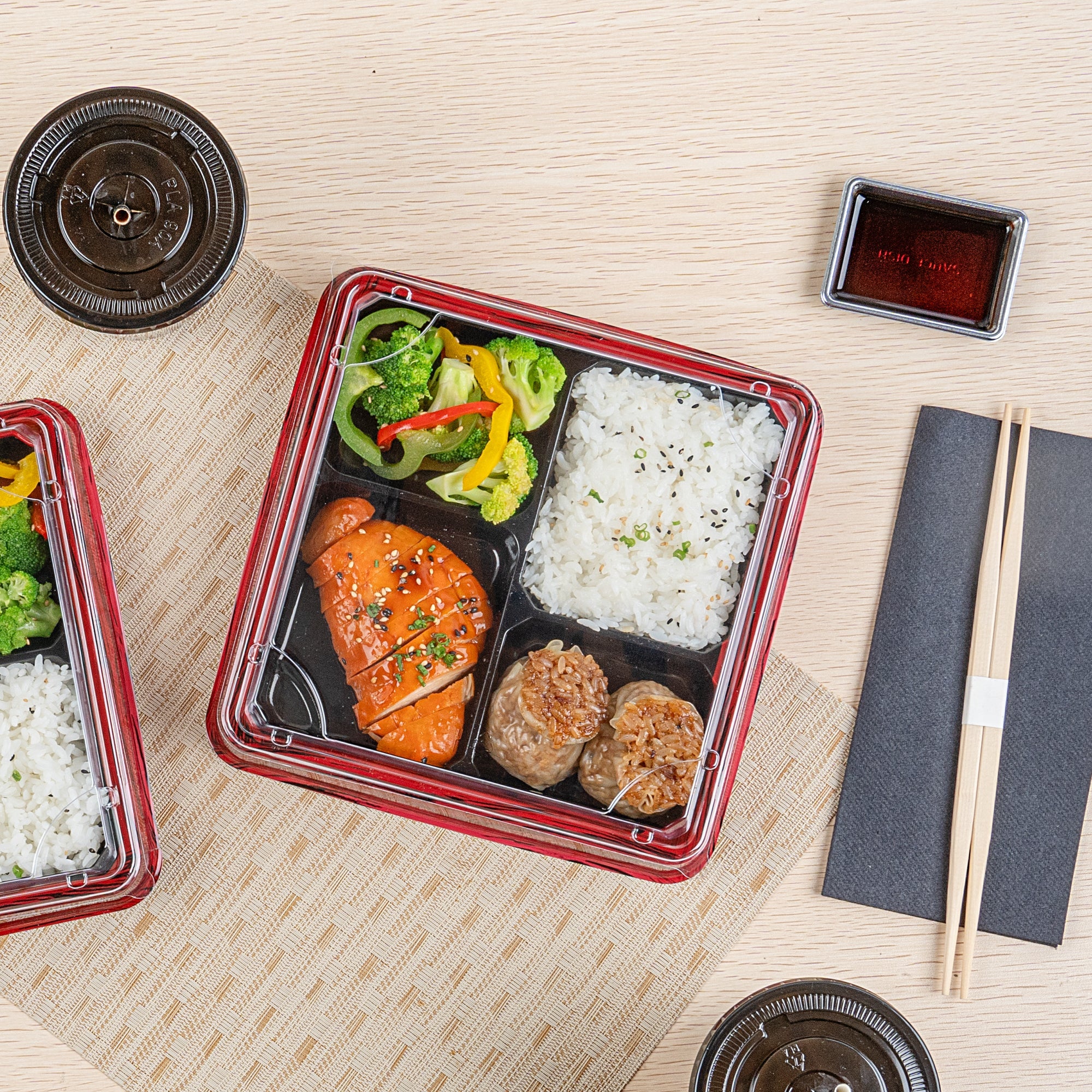 Bento Tek Square Clear Plastic Lid - Fits 18 oz Bento Box - 50 count box