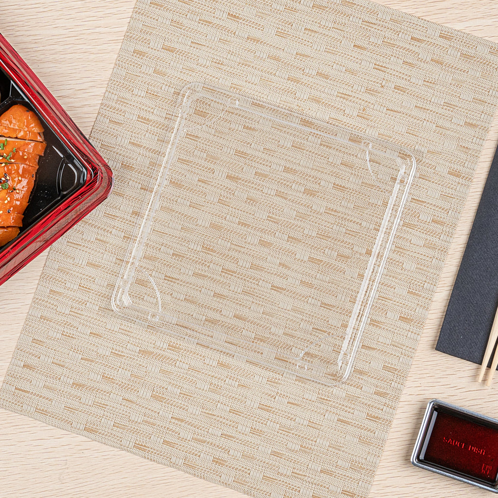 Bento Tek Square Clear Plastic Lid - Fits 18 oz Bento Box - 100 count box
