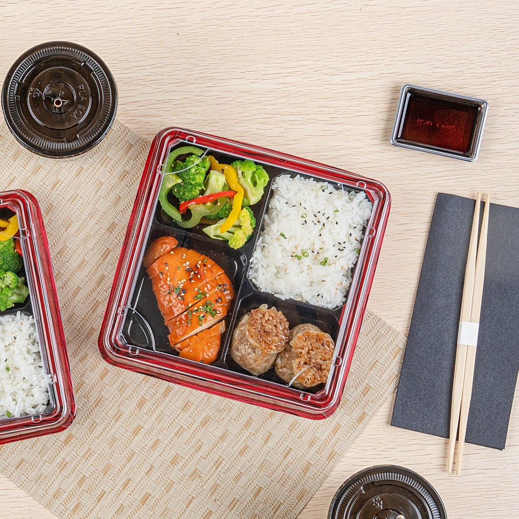 Bento Tek Square Clear Plastic Lid - Fits 18 oz Bento Box - 100 count box