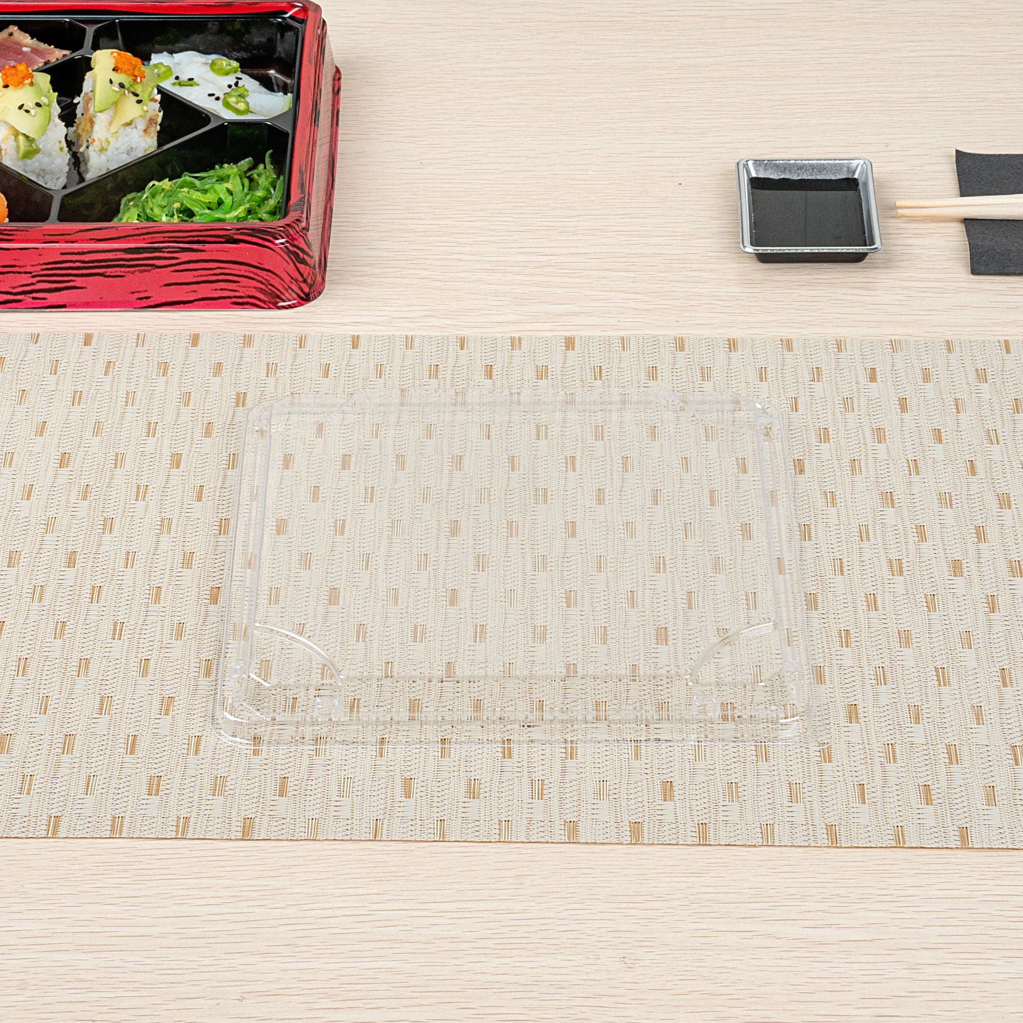 Bento Tek Square Clear Plastic Lid - Fits 19 oz Bento Box - 100 count box
