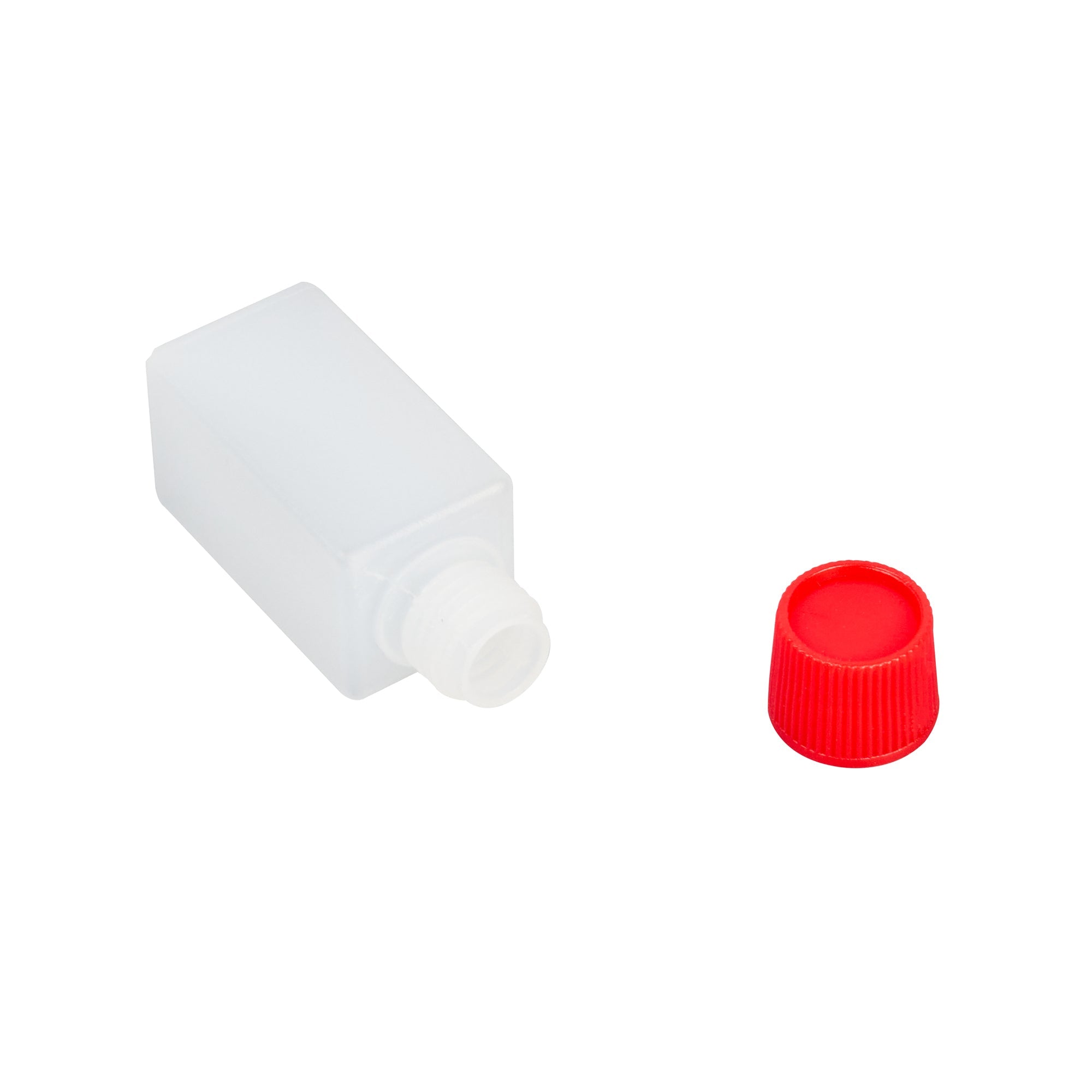 Bento Tek 6 mL Translucent Plastic Soy Sauce Bottle - with Red Cap - 1/2" x 1/2" x 1 3/4" - 1000 count box