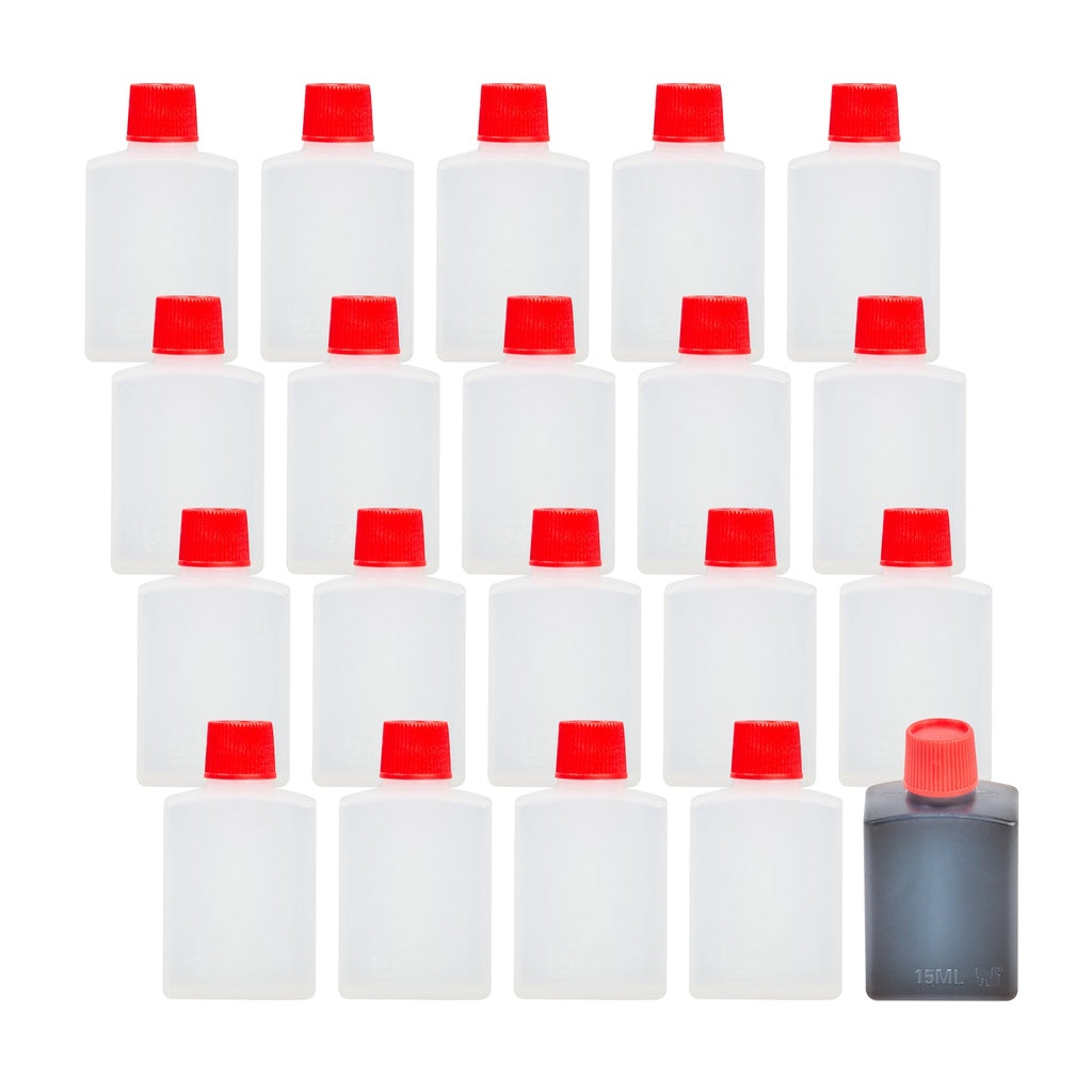 Bento Tek 15 mL Translucent Plastic Soy Sauce Bottle - with Red Cap - 1" x 3/4" x 2" - 100 count box