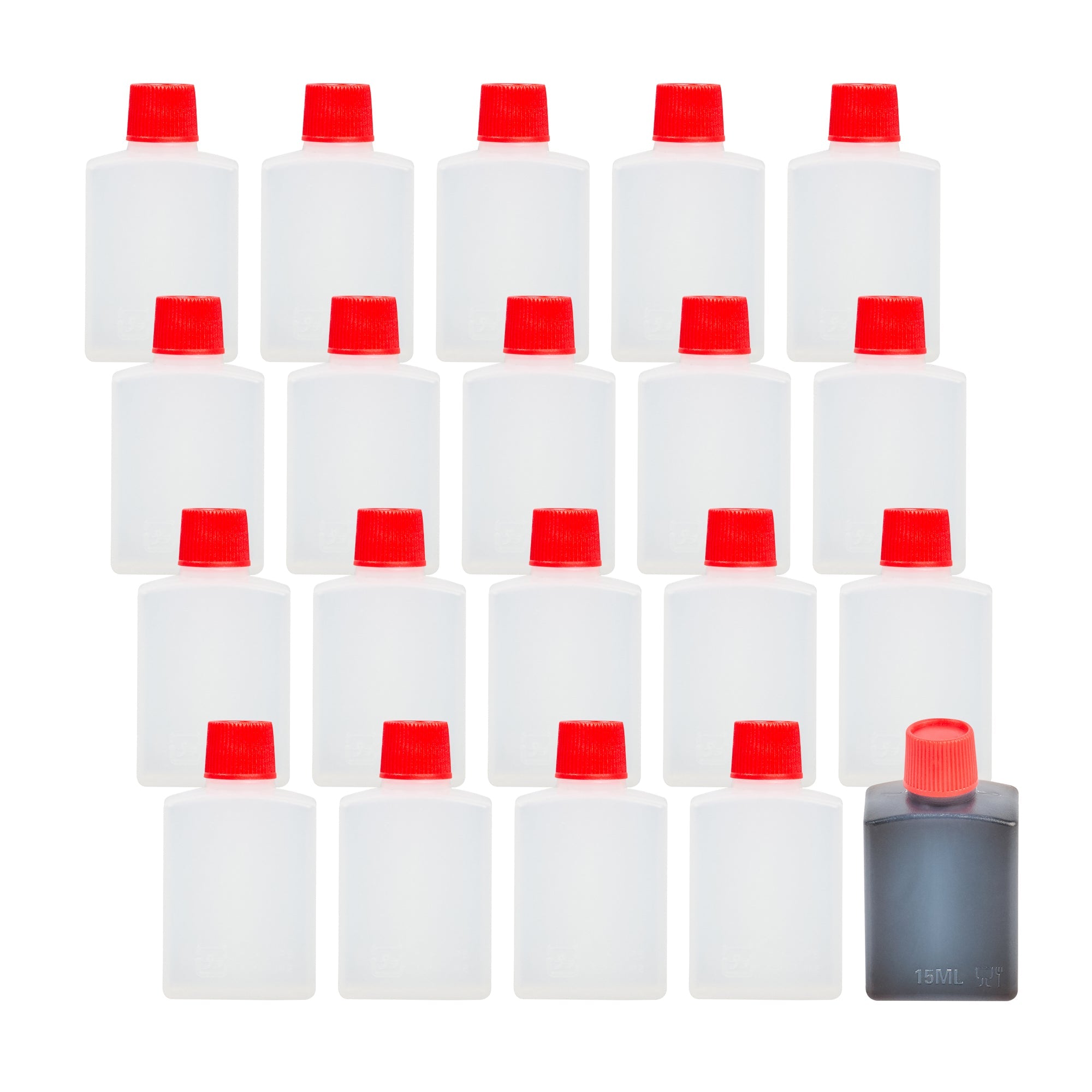 Bento Tek 15 mL Translucent Plastic Soy Sauce Bottle - with Red Cap - 1" x 3/4" x 2" - 1000 count box