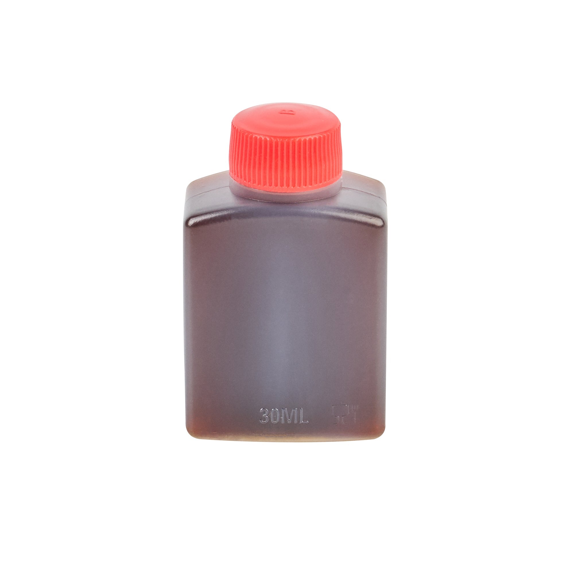 Bento Tek 1 oz Translucent Plastic Soy Sauce Bottle - with Red Cap - 1 1/2" x 3/4" x 2 1/4" - 100 count box